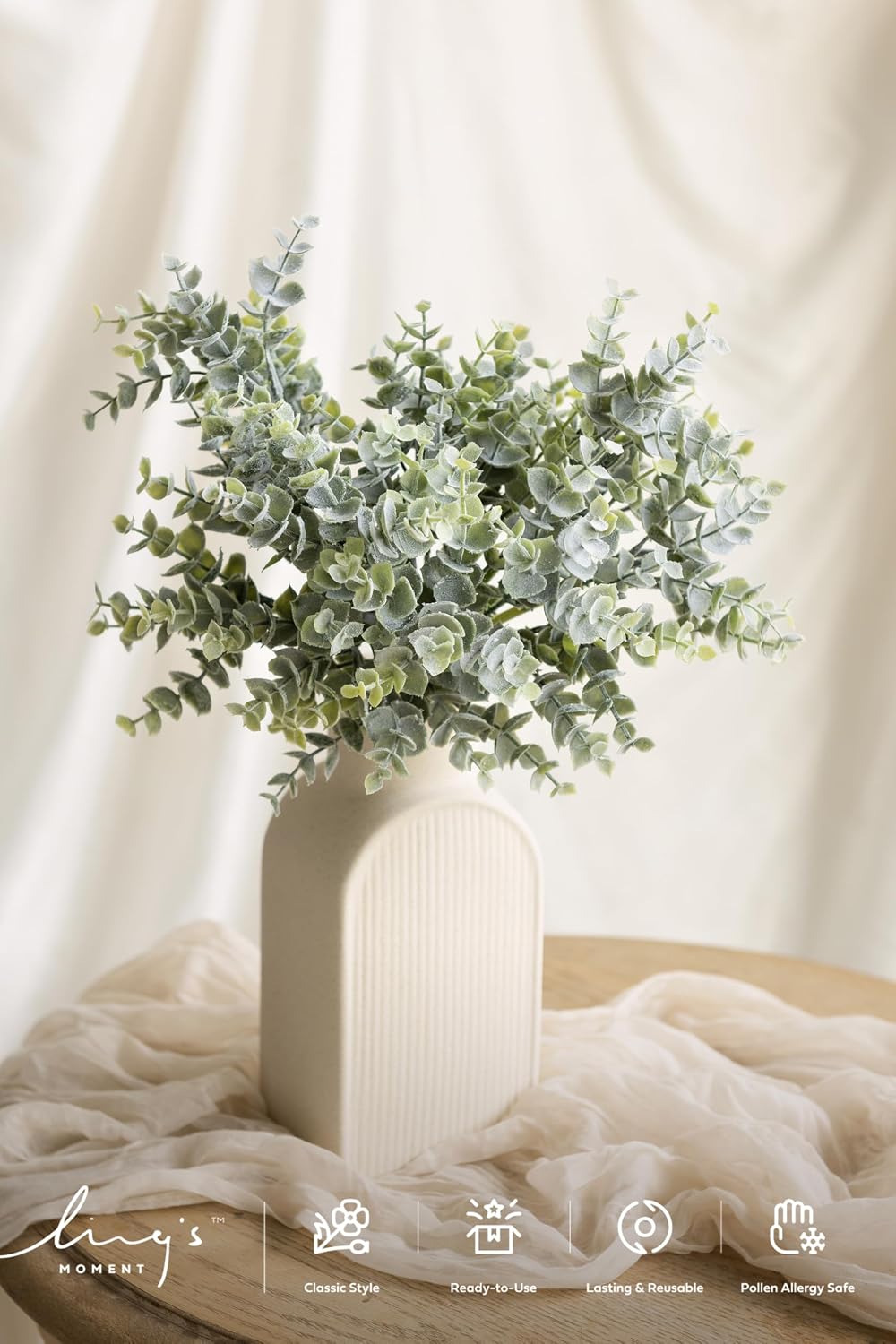 Artificial Plants Eucalyptus Leaves Branches / Grn- Dusty / Set of 18