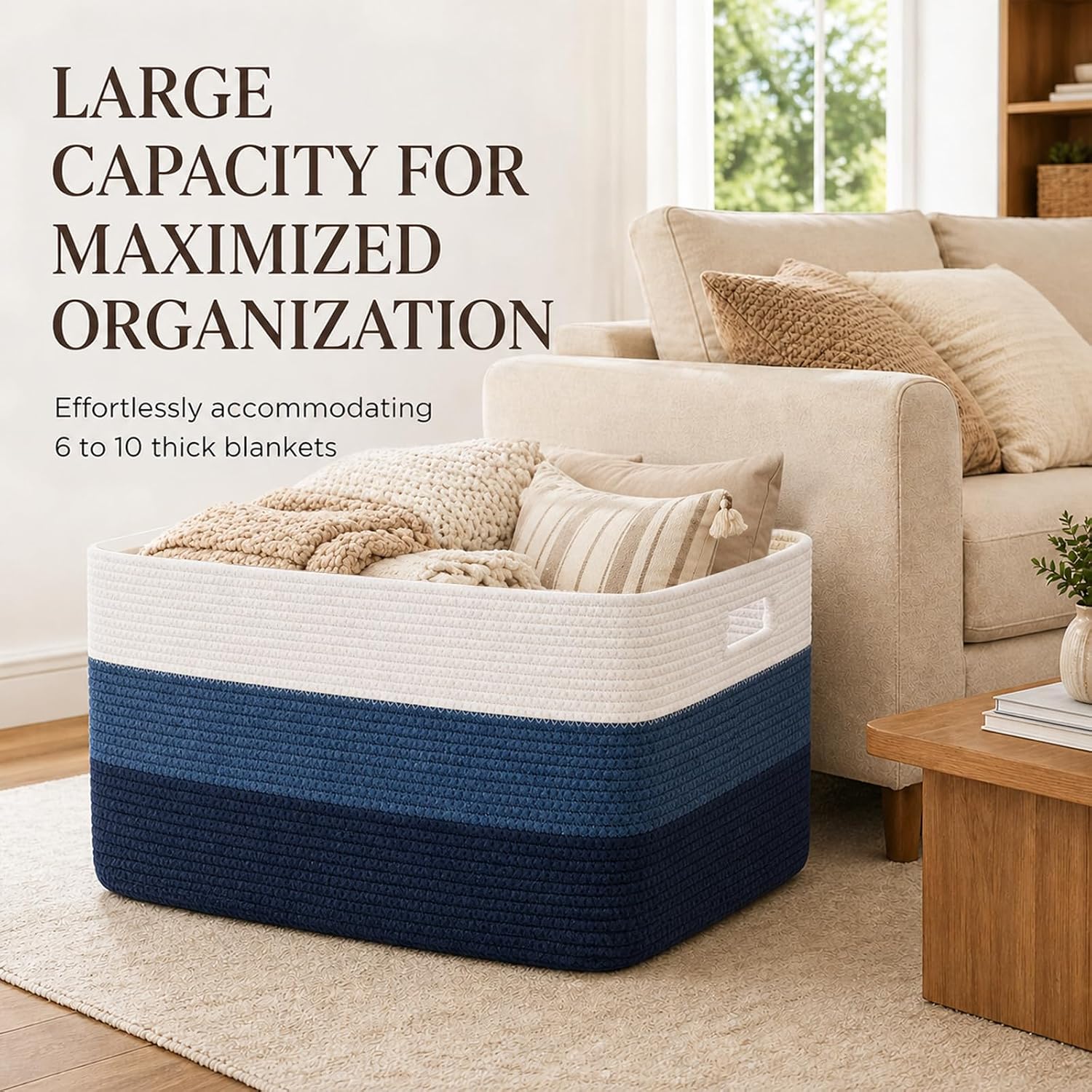 Rectangle Woven Baskets / Gradient Blue / 22 x 17 x 12