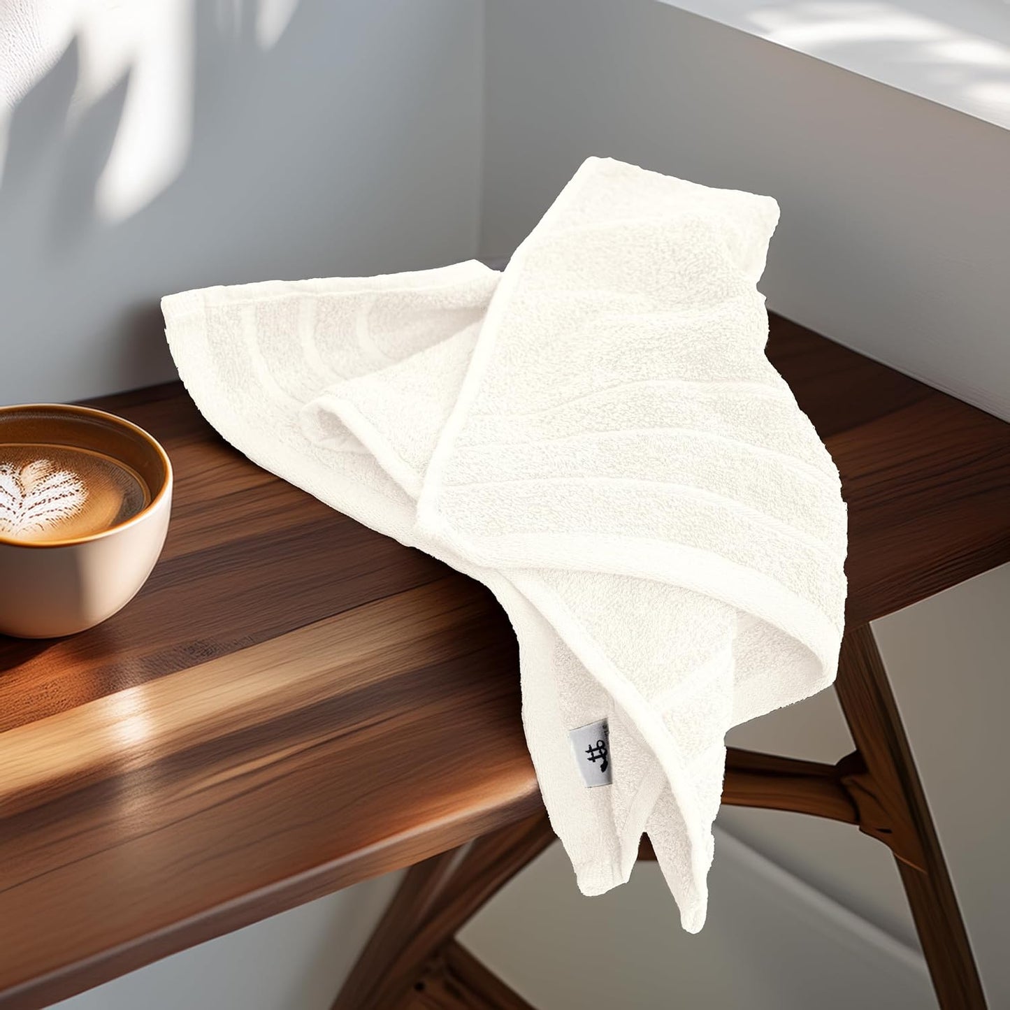 6 Piece Hand Towels Set 16 x 28 Inches, Cream | 100% Cotton, Lighter Weight, Quick to Dry, 16 x 28 Inches, Super Soft &
