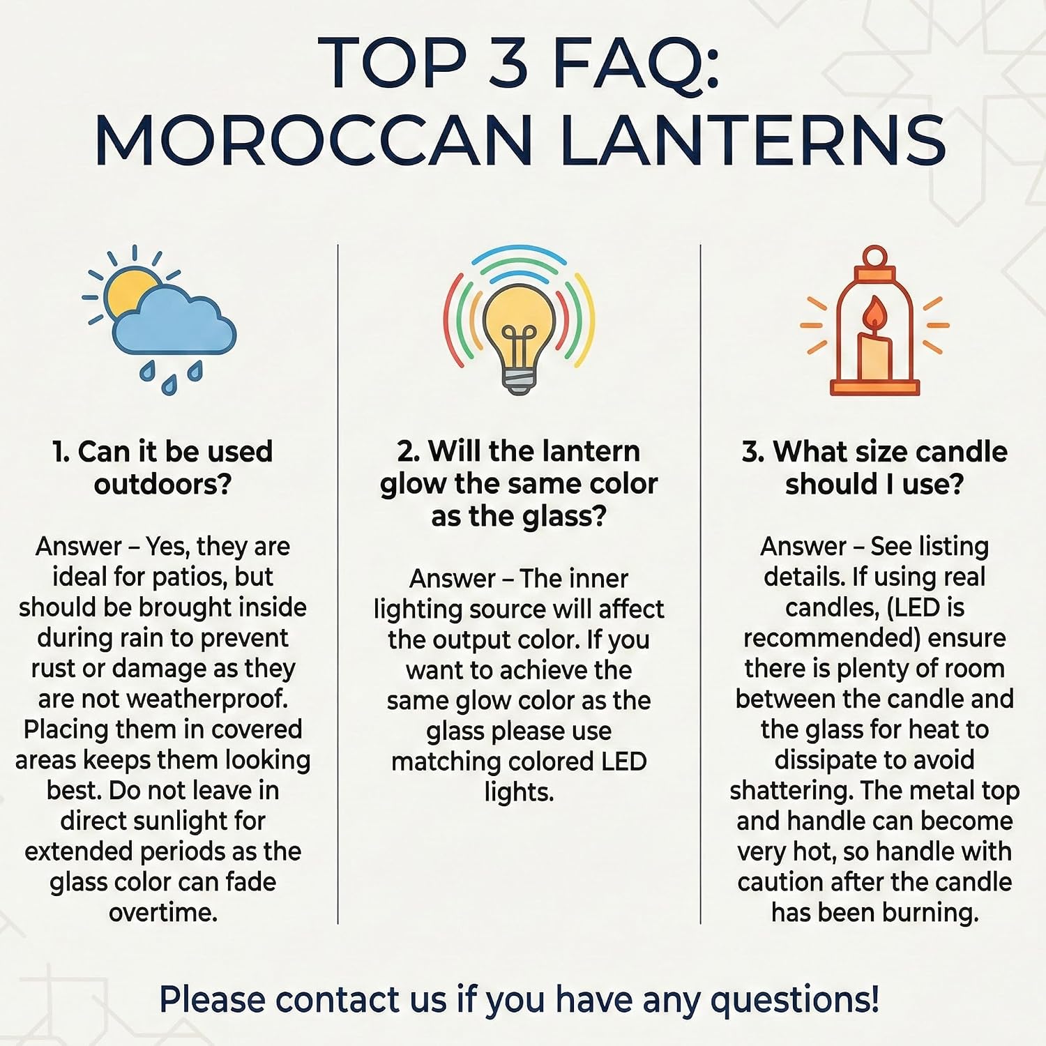 VELA LANTERNS Set of 3 Purple Glass & Black Metal Moroccan Candle Lantern Holders (XL, Large, Small) - Decorative