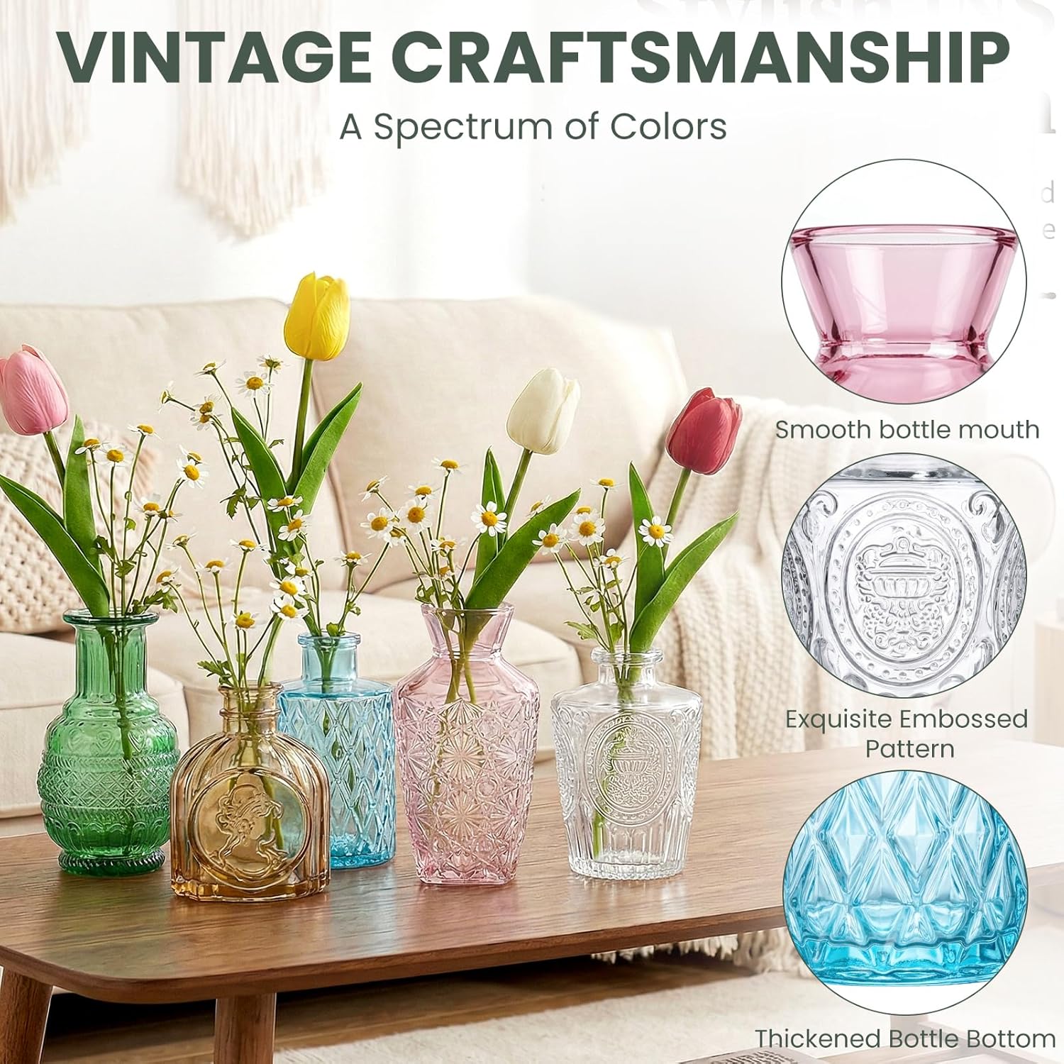 Bulk Colored Glass Bud Vase Set / Colorful / Set of 24