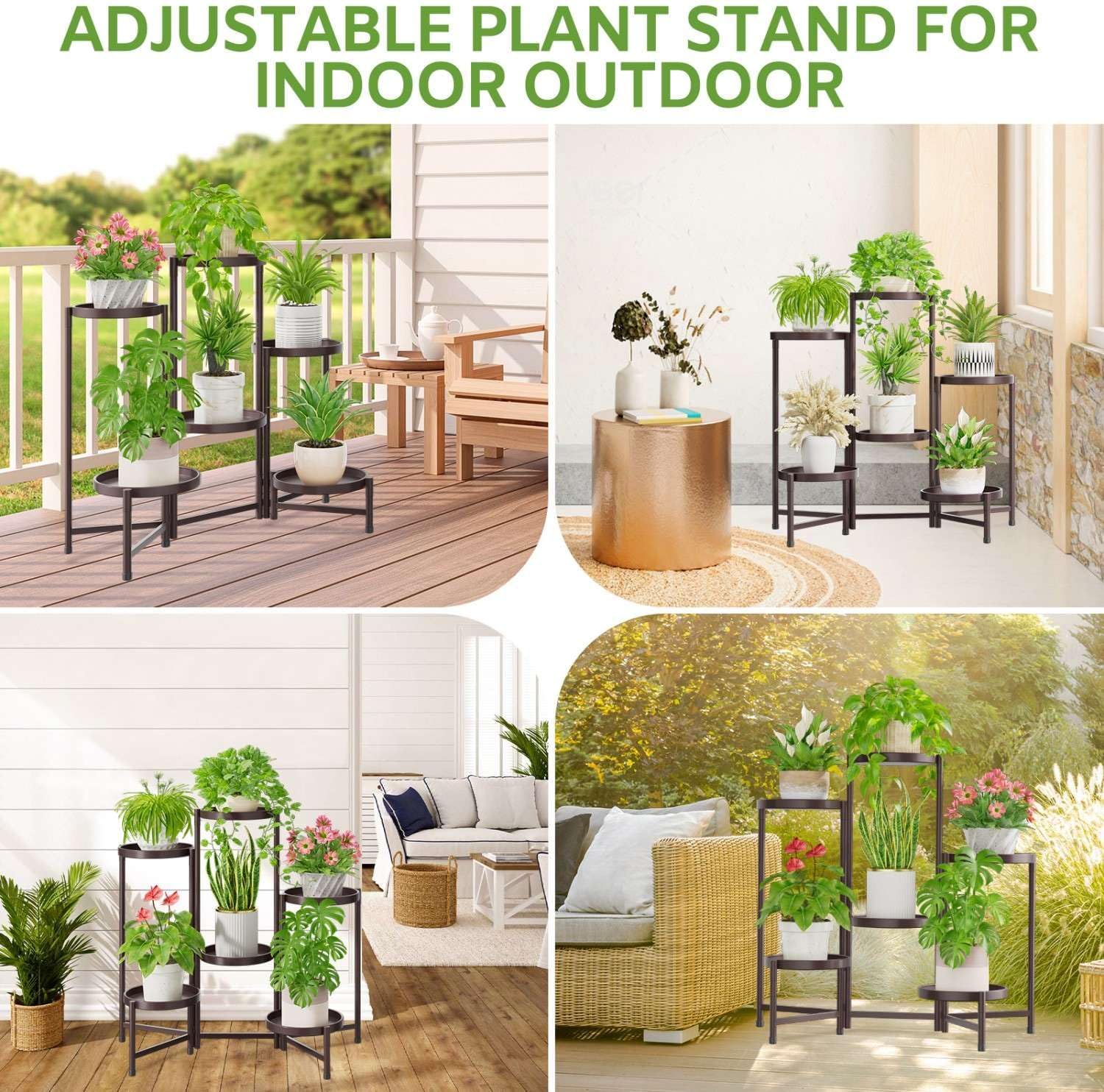 iDavosic.ly 6 Tier Large Plant Stand Indoor Outdoor, 10 Inch Tray, Bronze | Tiered Metal Corner Heavy Duty Multiple