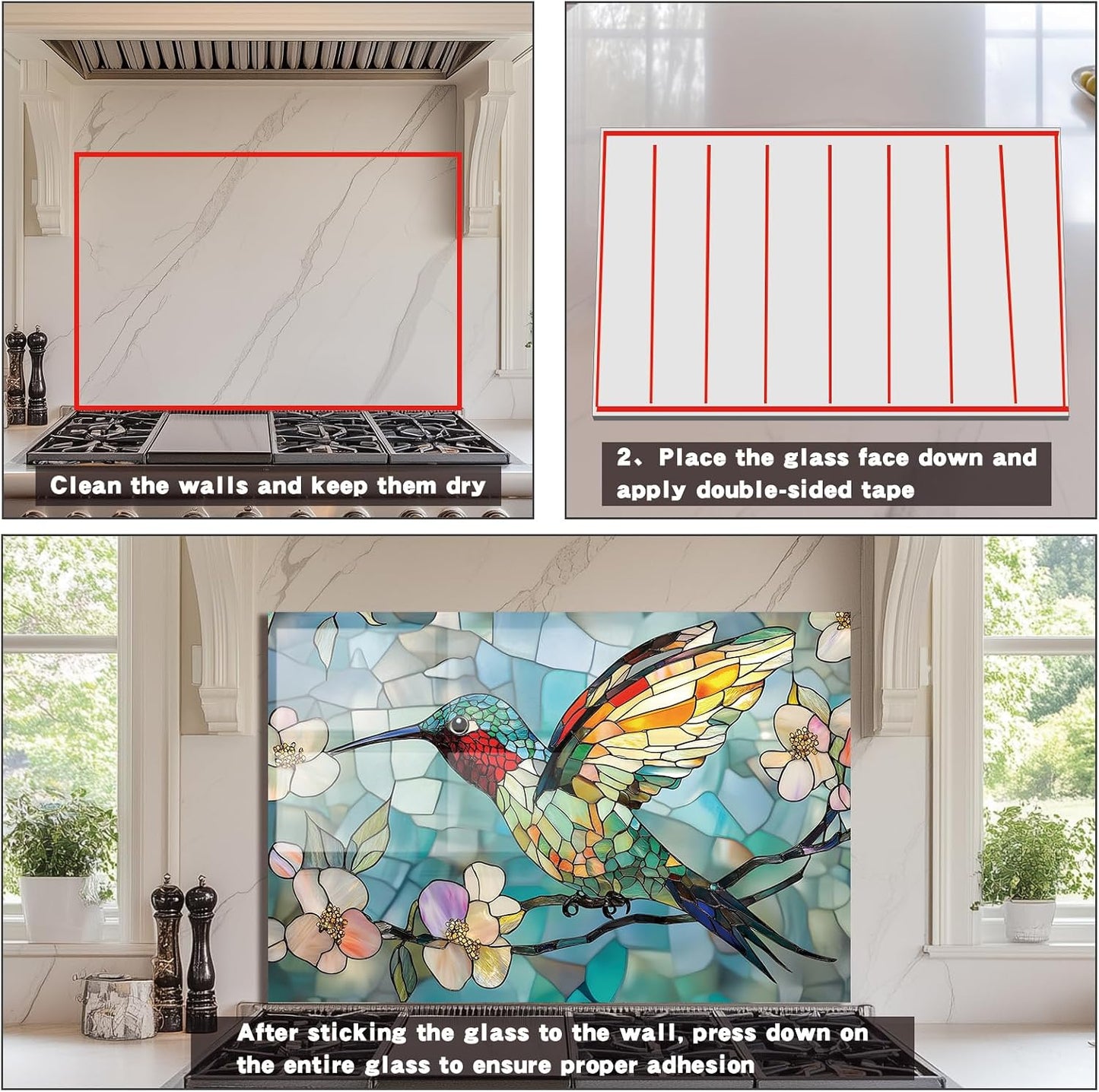 Tempered Glass Backsplash / 30"L x 18"W