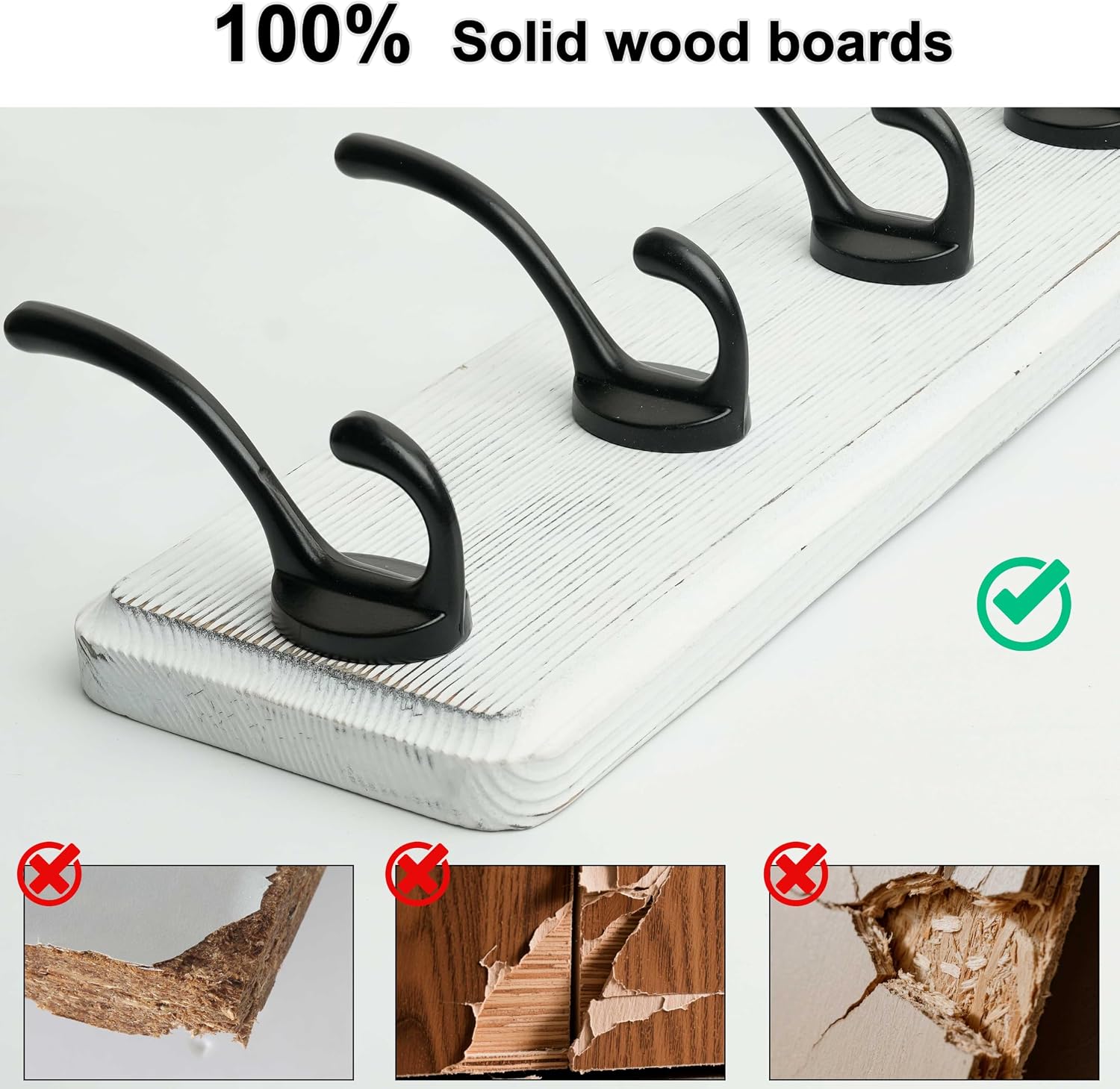 WEBI Coat Rack Wall Mount,10 Hooks,38 9/16" Long Coat Hooks Wall Mounted,16" Hole to Hole,Large Wood Coat Hanger