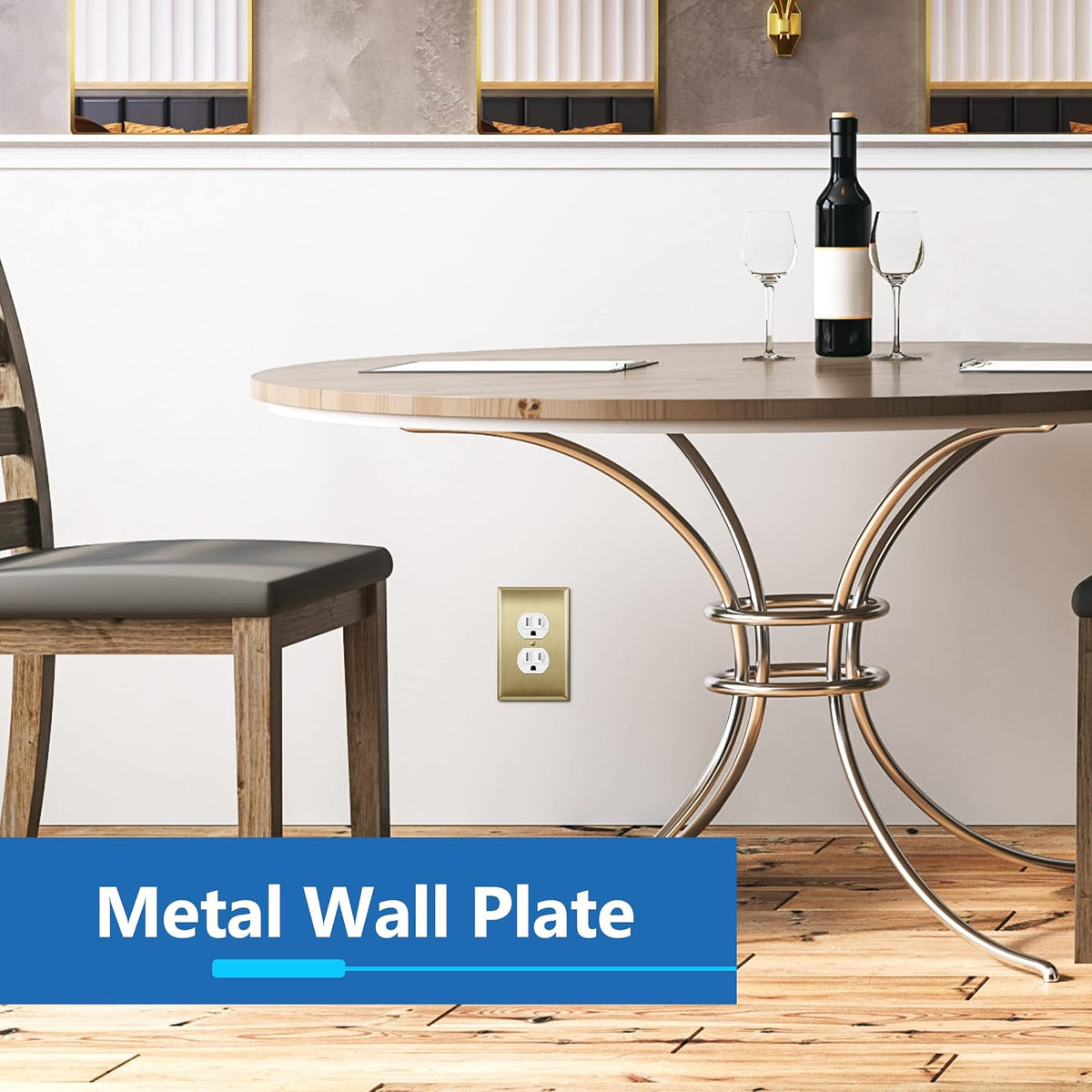 LIDER Duplex Receptacle Metal Wall Plate, Mid-Size 1-Gang 4.88" x 3.11" | Outlet Cover, Stainless Steel, Corrosion