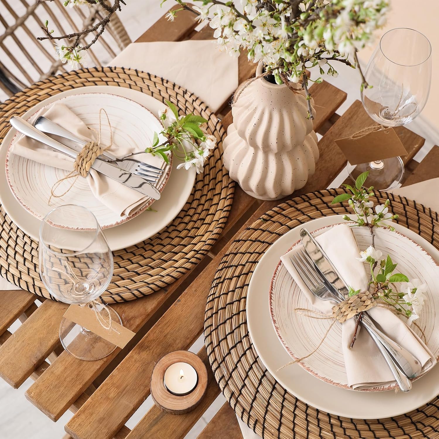 Wedding Woven Napkin Rings Farmhouse Rustic Boho Napkins Ring Water / Semicircle / Set of 24