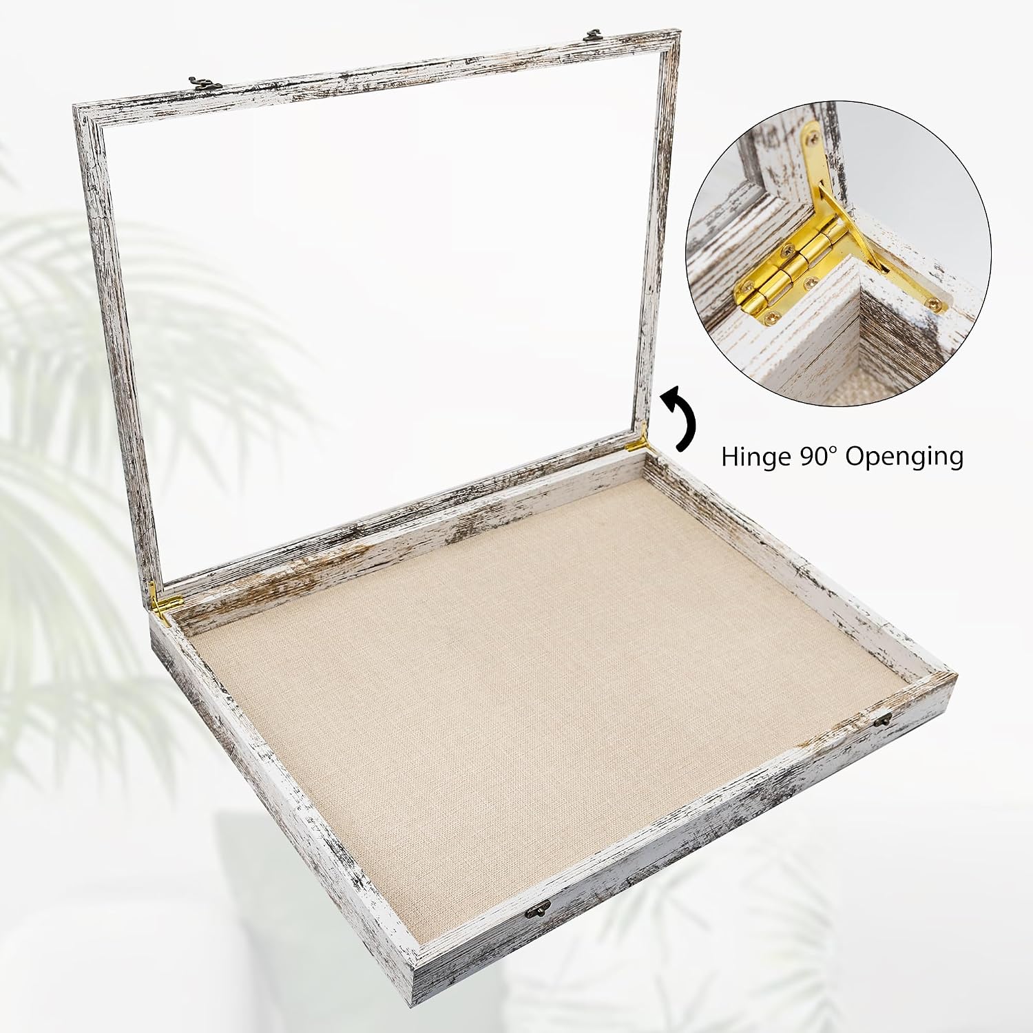 GraduationMall 18x24 Wood Shadow Box Frame Glass Door Display Case with Linen Back and 6 Stick Pins,1.5 inches Interior
