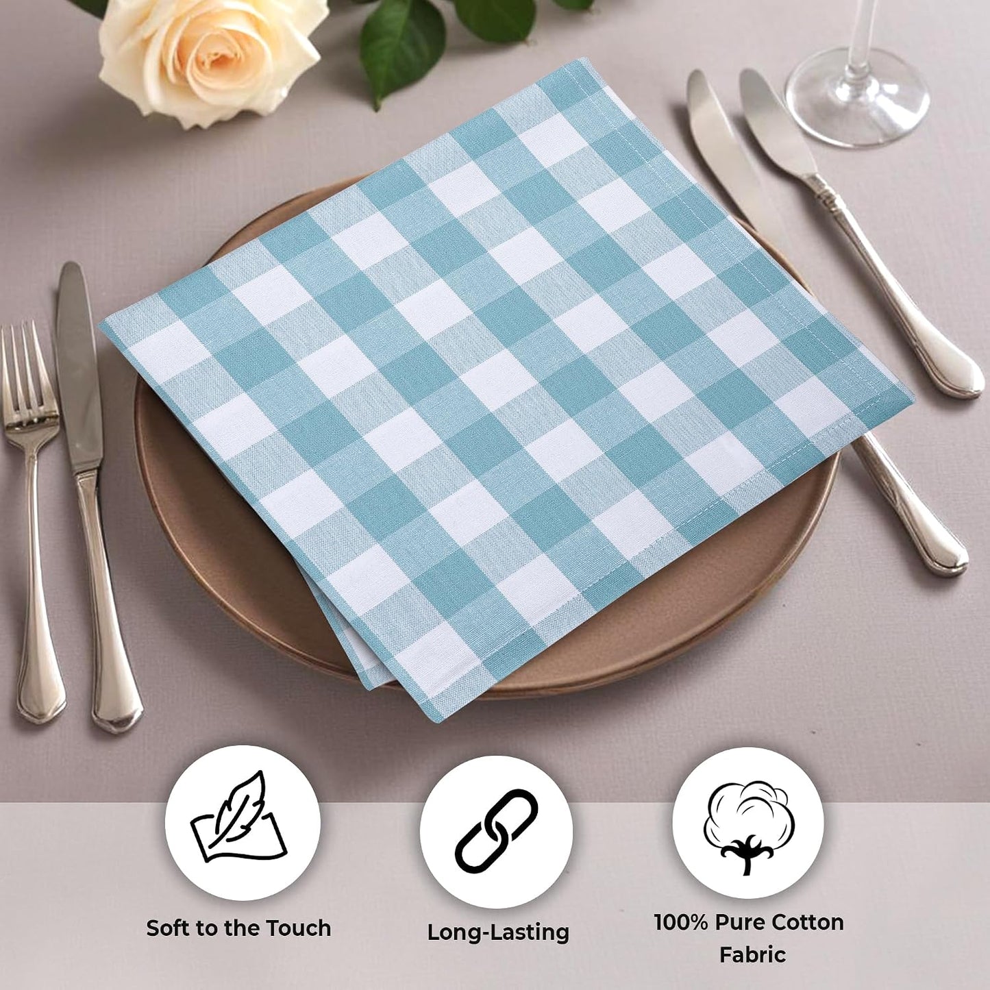 Urban Villa Cloth Napkins Cotton 20x20 (Set of 6) Aqua