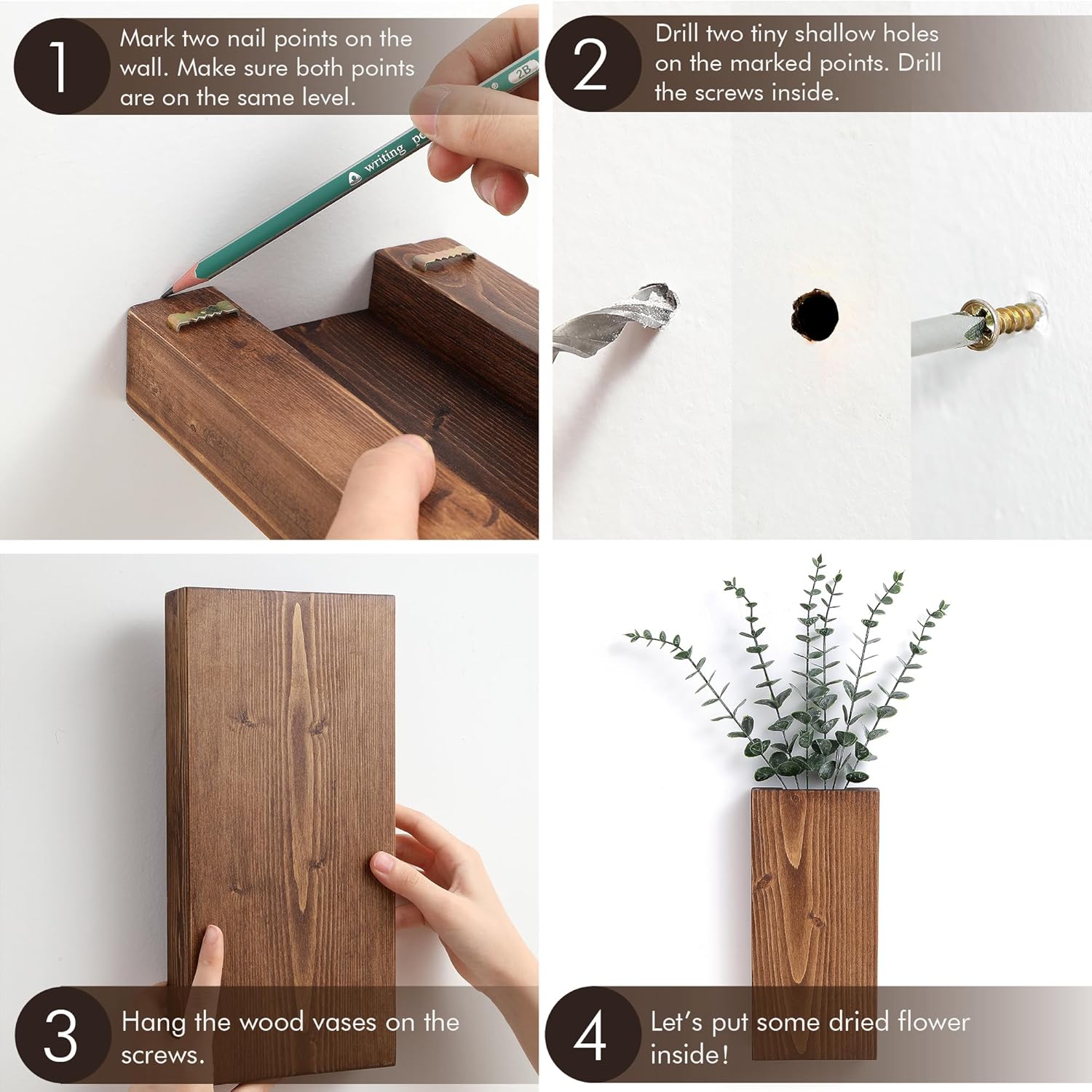 Wood Wall Planter / Ash Grey / Set of 2