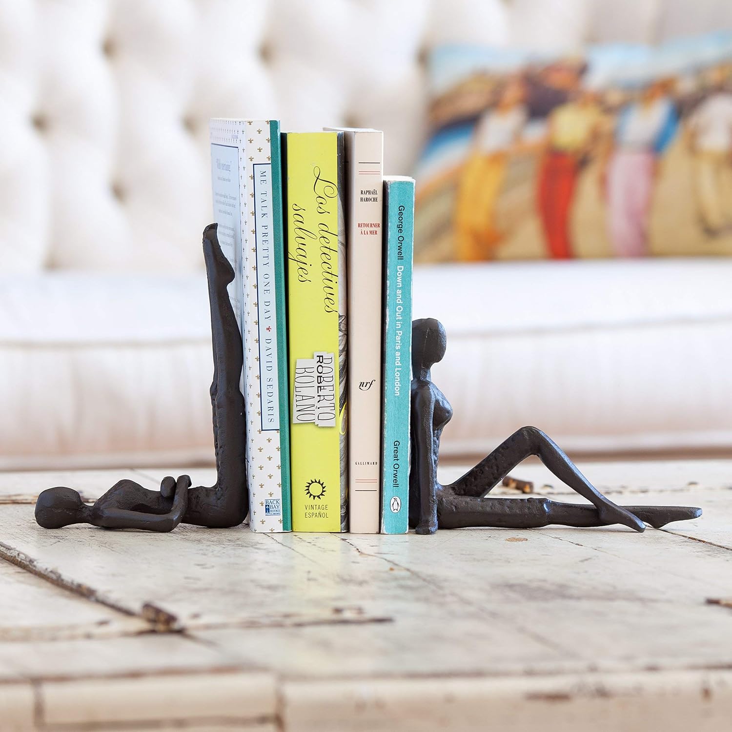 . ZI11217 Contemporary 2 Piece Ladies Stretching Cast Iron Metal Art Bookend Set