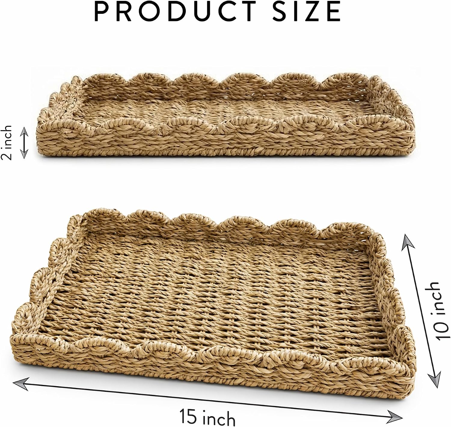 Handwoven Seagrass Rattan Tray / SAS00076-UPC / 10 x 2 x 15