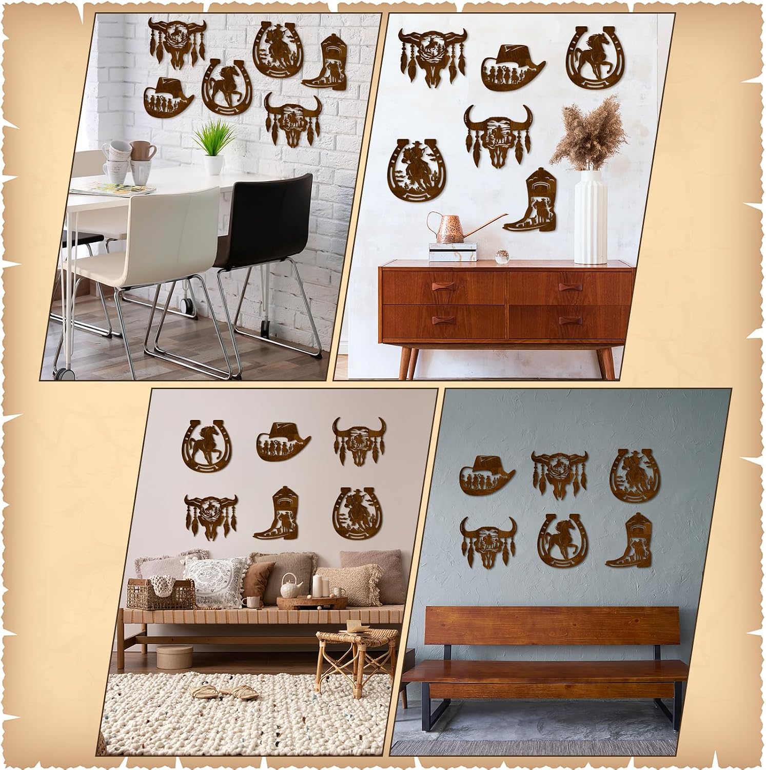 Western Wall Decor Wood Wall Art Rustic Hat Boot Saddle Deer Bear in the / Brown / Cowboy / Set of 6