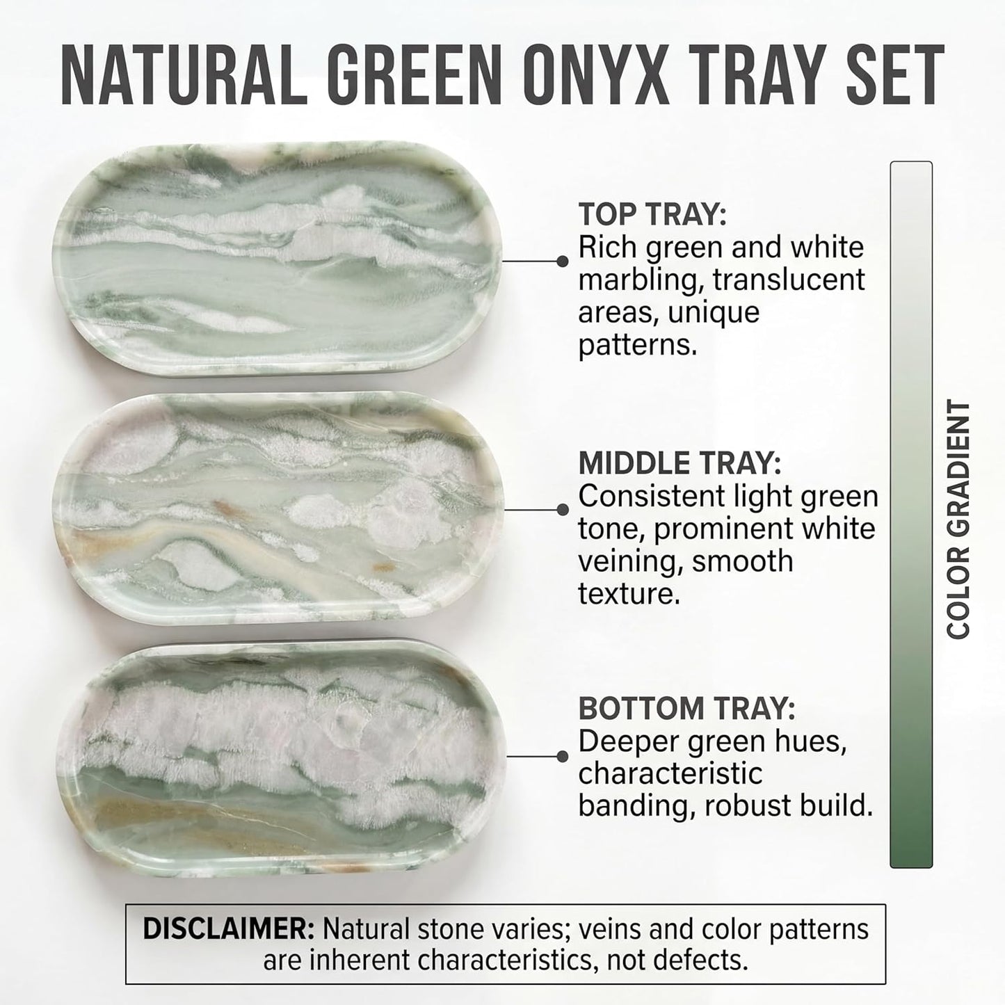Oval Real Marble Tray / Botanical Green / 11.8 x 5.9