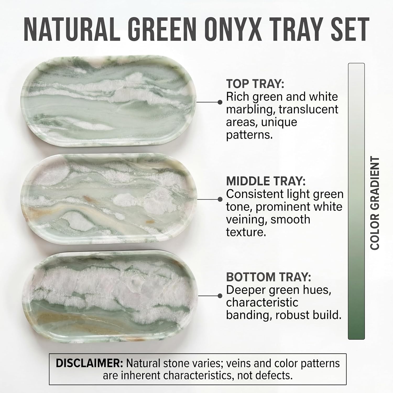 Oval Real Marble Tray / Botanical Green / 11.8 x 5.9