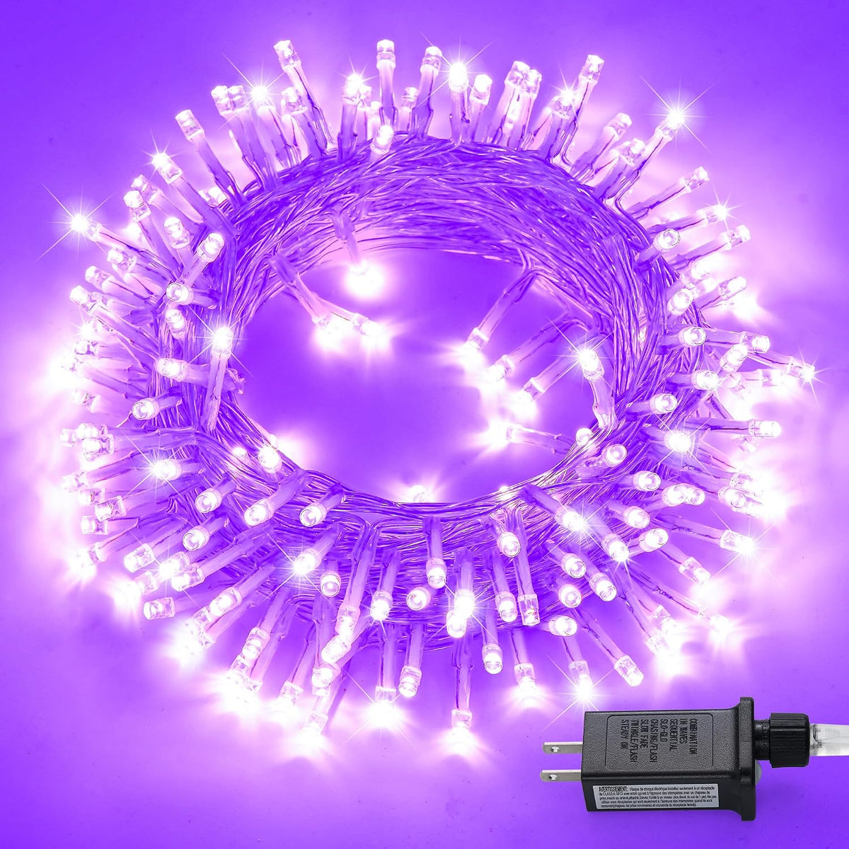 JMEXSUSS 99Ft Purple Halloween Lights, 300 LED Purple Christmas Lights