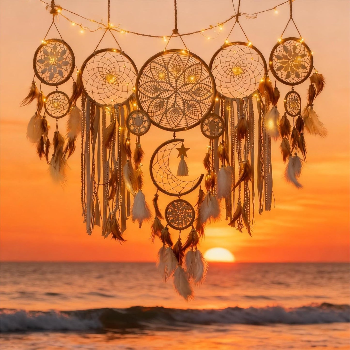 Large Boho Dream Catcher / Camel