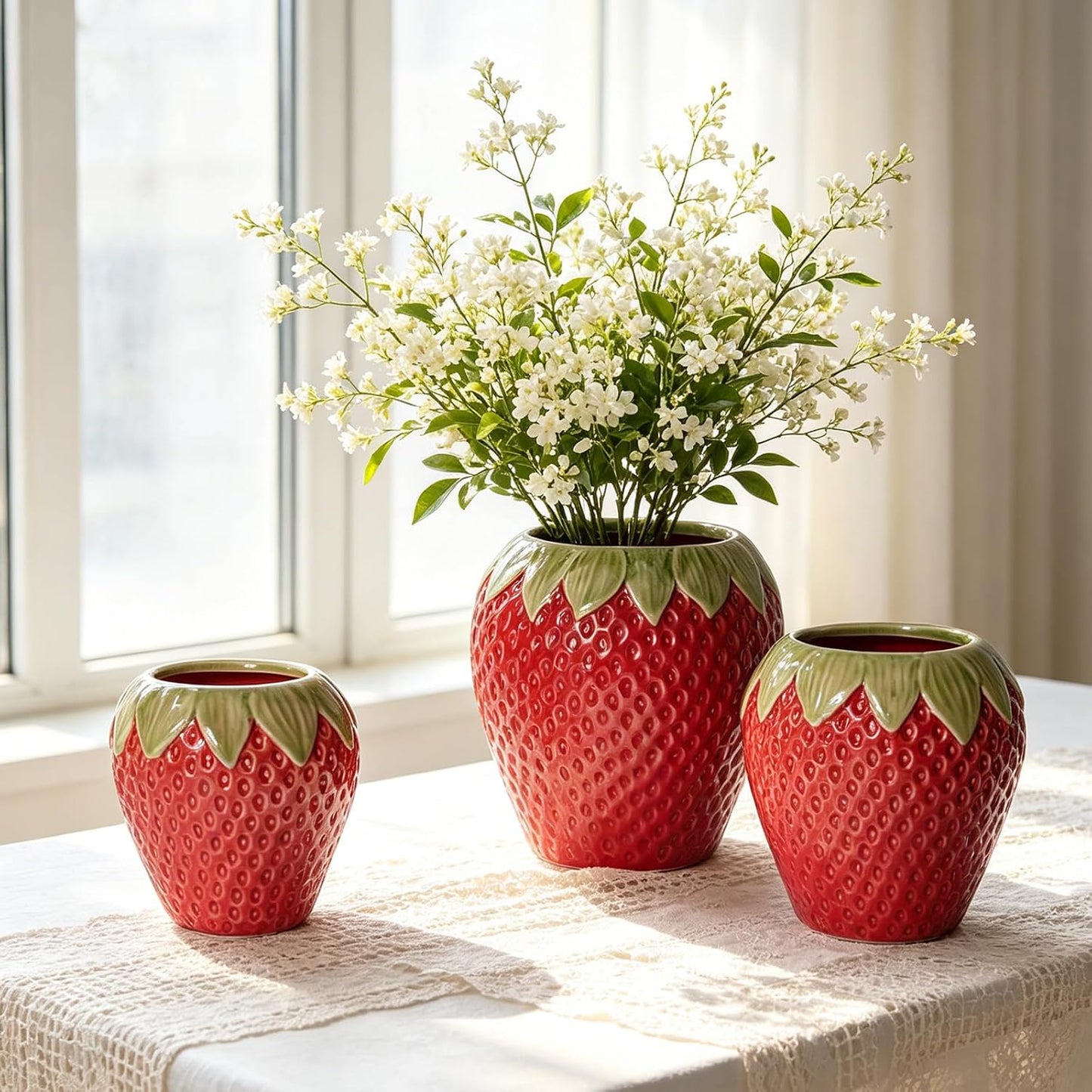 Ceramic Strawberry Vase / Red / Medium-5.1