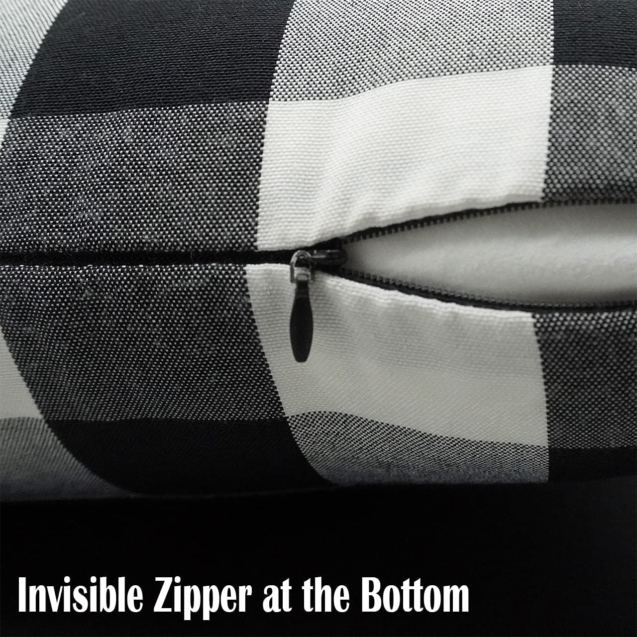 Black and White Buffalo Plaid Pillow Covers Plaid Outdoor Pillow / Black Check / 18 x 18 / Set of 2
