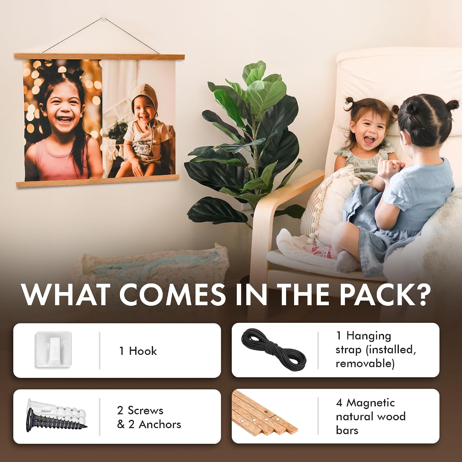 Magnetic Poster Hanger 40” Poster Frame with Strong Magnets, Complete Hanging Kit for Posters, Art, Maps, and More