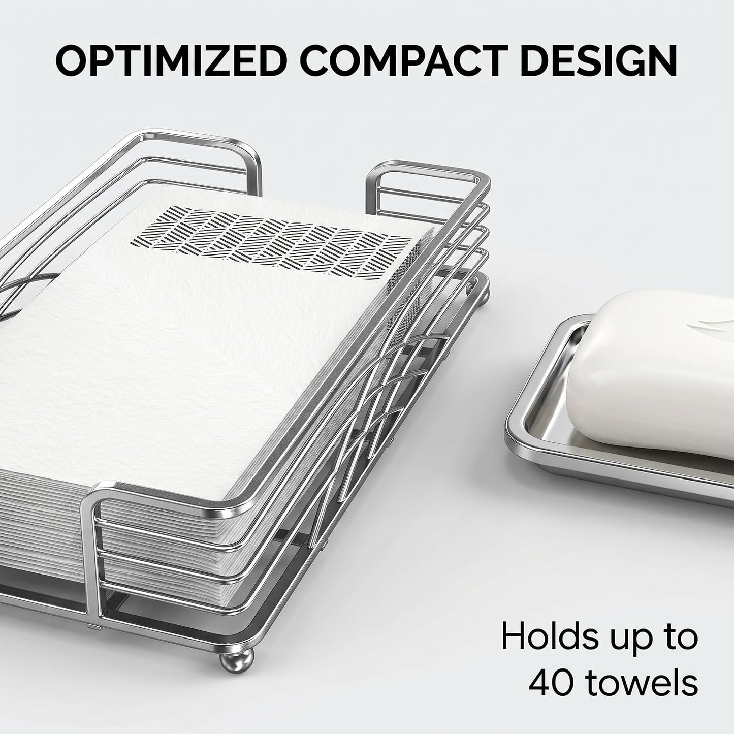 Silver Tray / B - Silver Napkin Holder for Bathroom / Guest Towel Holder