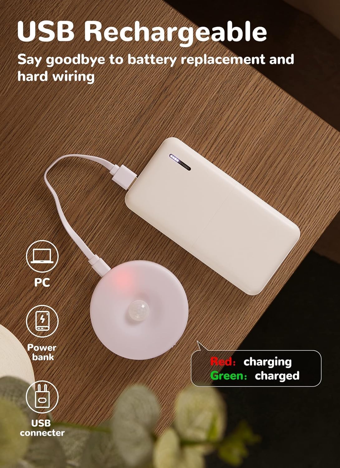 Homelist 6 Pack Motion Sensor Light Indoor, Rechargeable Puck Lights, Wireless Battery Operated Night Light for Closet