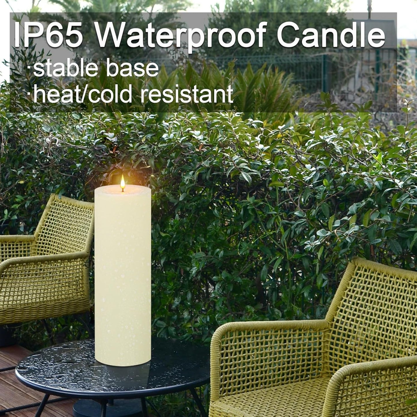 14" x 4" Large Outdoor Candles with Timer Waterproof, Remote Control Flickering Flameless Candles Battery Operated