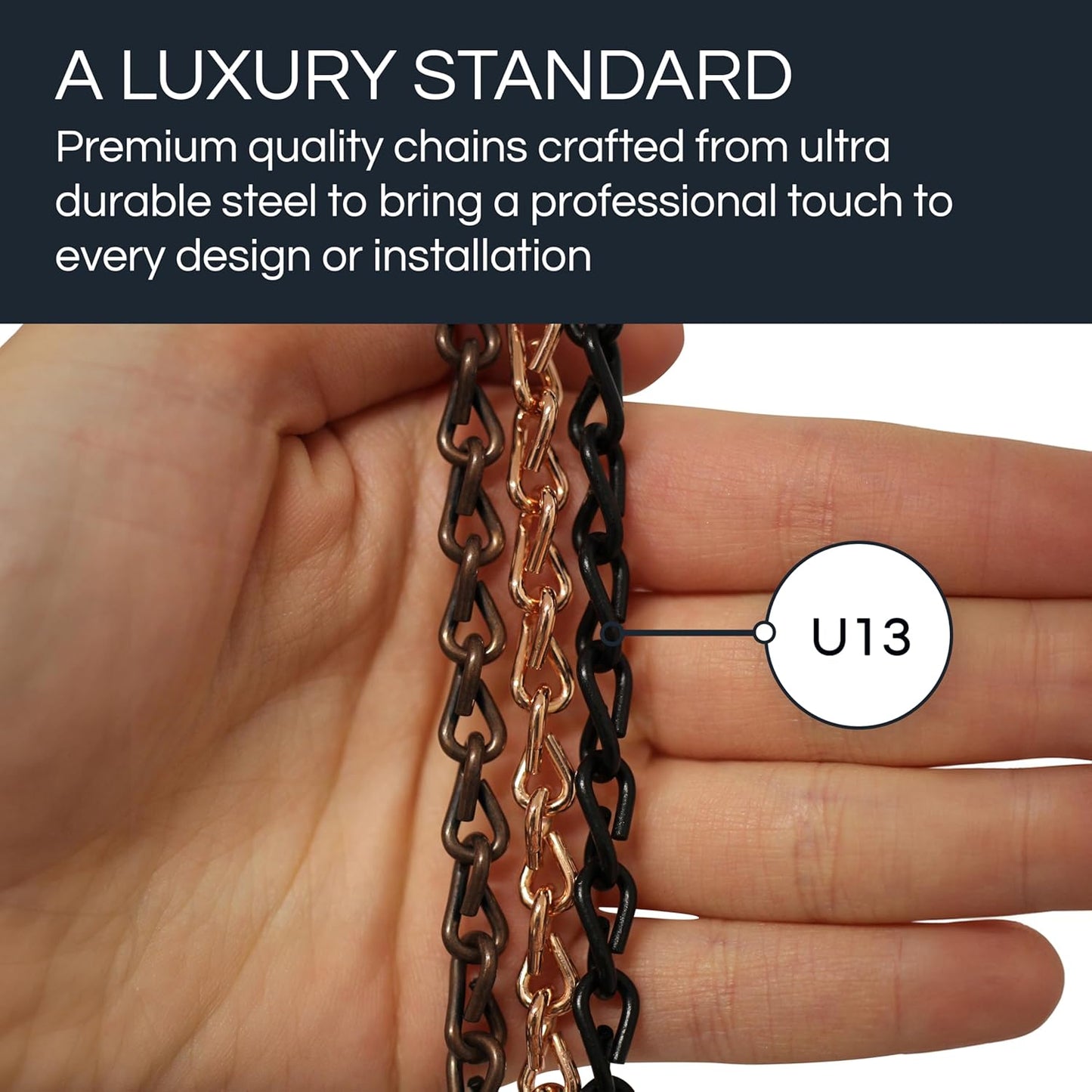 CH-S51-16-AC-3 Steel Basket Chain / U13 / Antique Copper