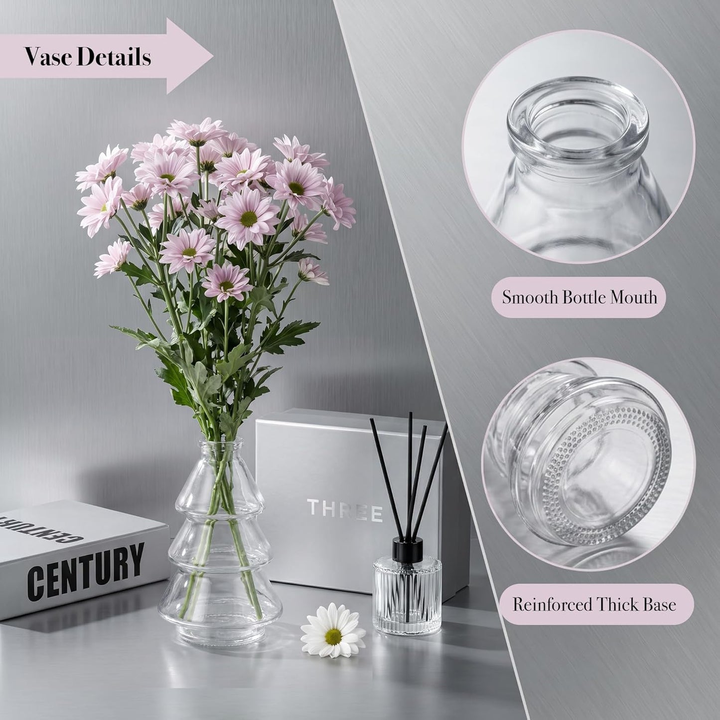 Small Vintage Bud Vase Set for Flowers / Clear / Set of 32