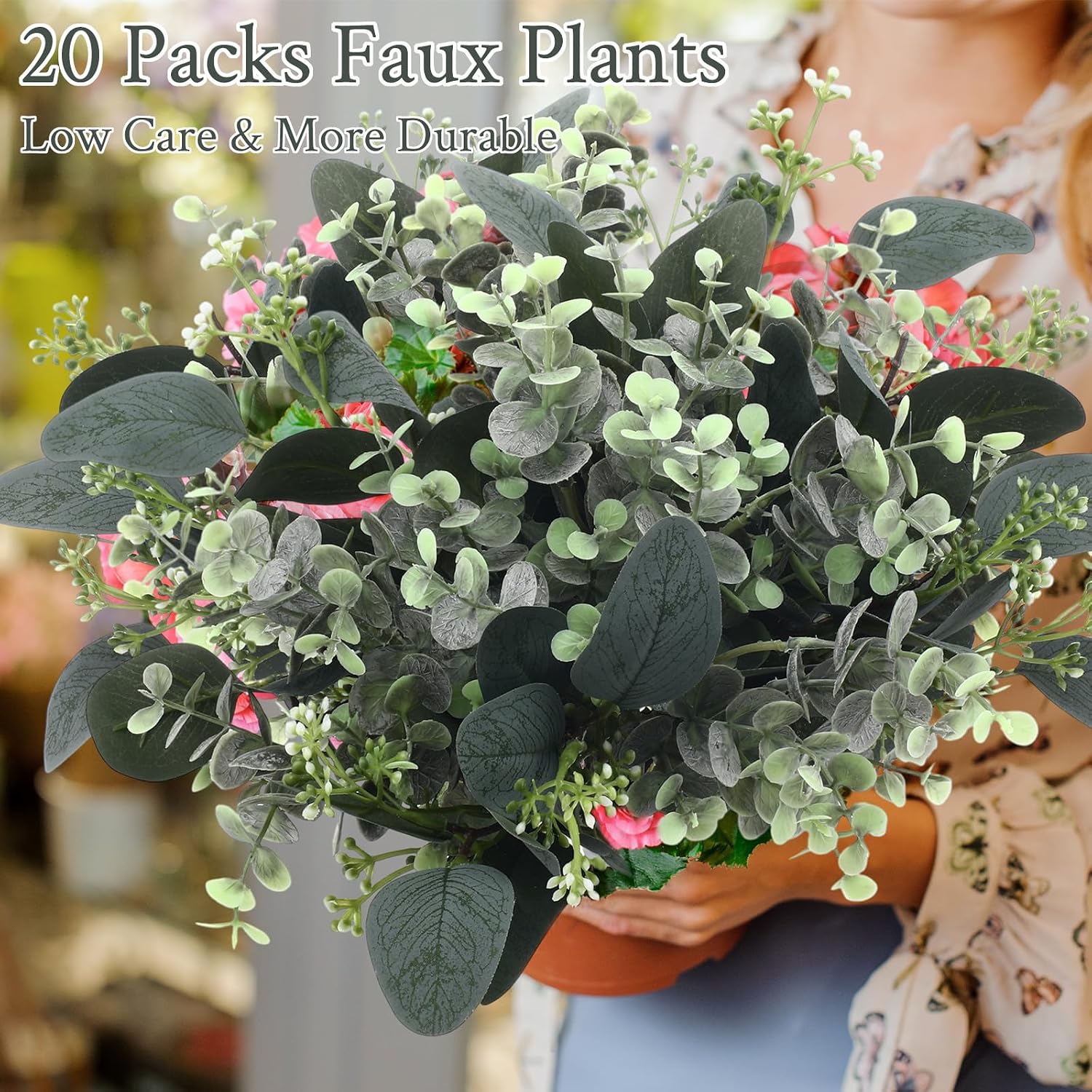 Seeds Artificial Silver Dollar Leaves Sprays Faux Oval for Wreath / White / Set of 20
