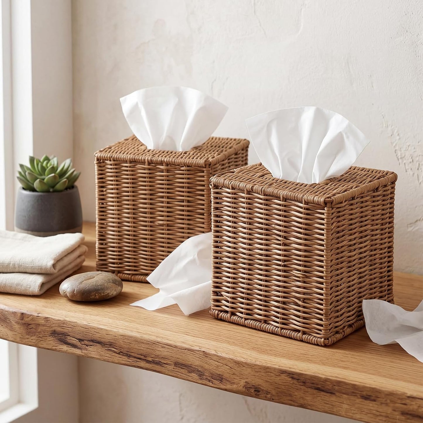 Handwoven Wicker Holder / 5.9 x 5.9 x 5 / Natural / Set of 2