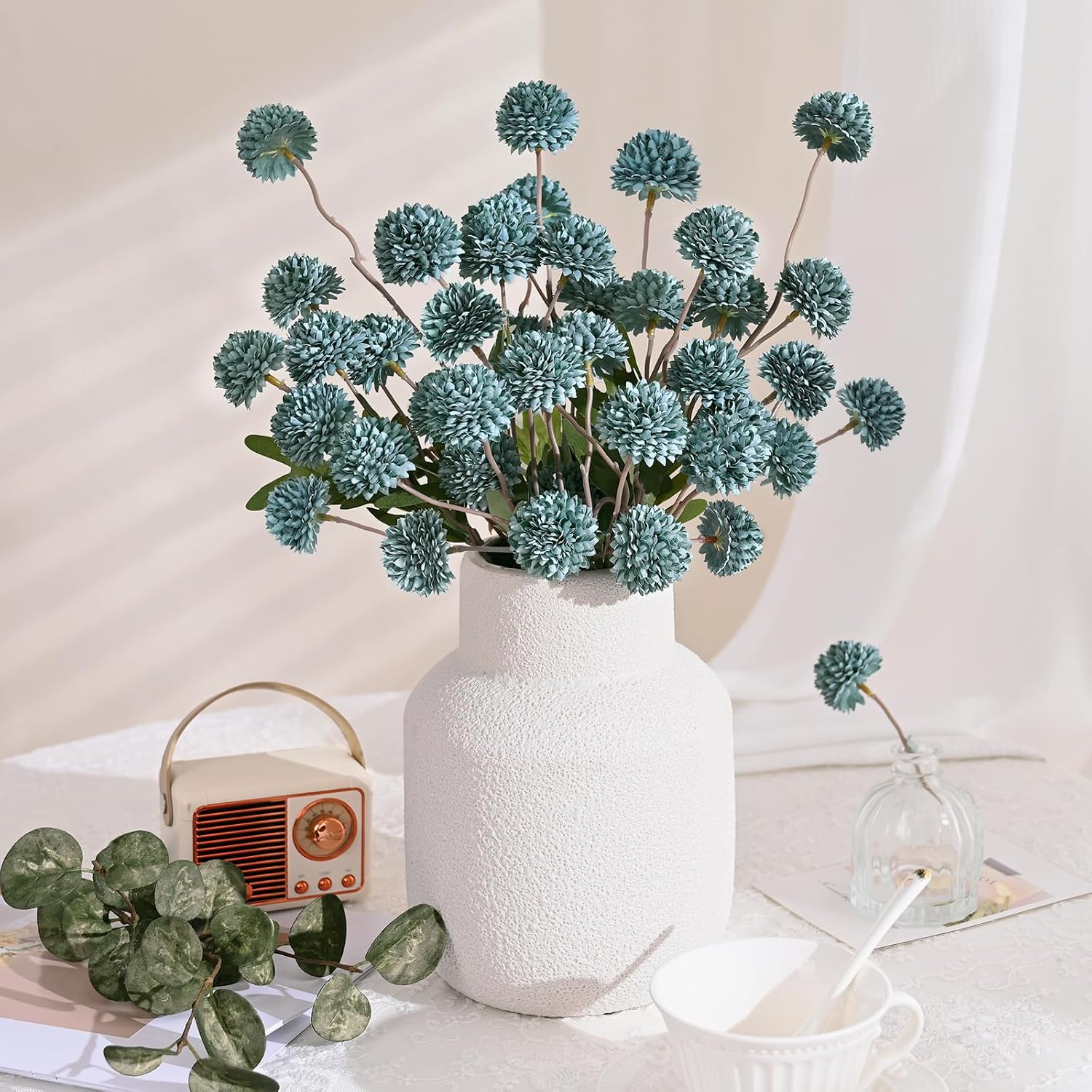 Fake Silk Pompon Mum Artificial Flowers / Blue / Set of 10