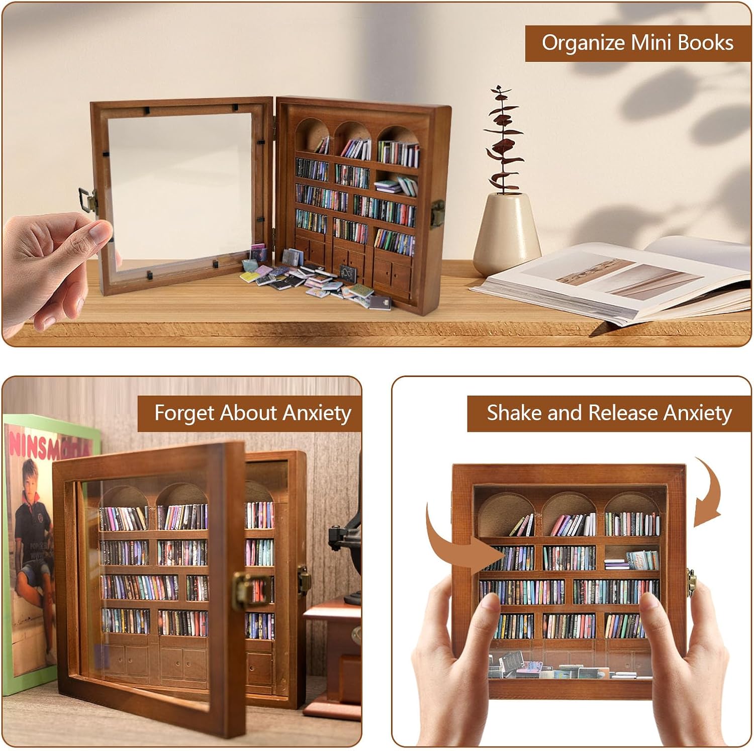 Decorative Miniature Library for Book / Walnut