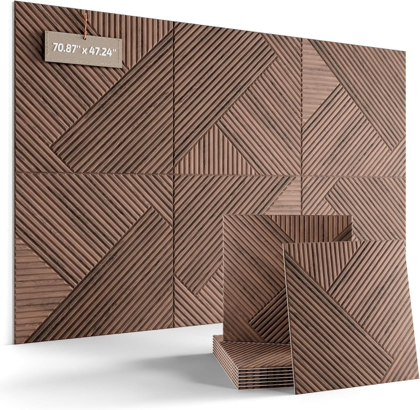 Fluxynara 6-Pack Felt Bulletin Board,Walnut Diamond Chevron-1
