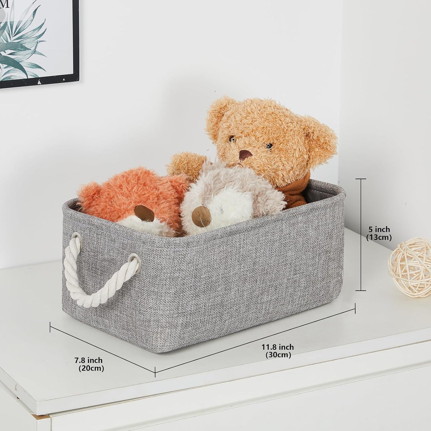 Handles Collapsible Canvas Organizer / Grey / 11.8 x 7.8 x 5 / Set of 6