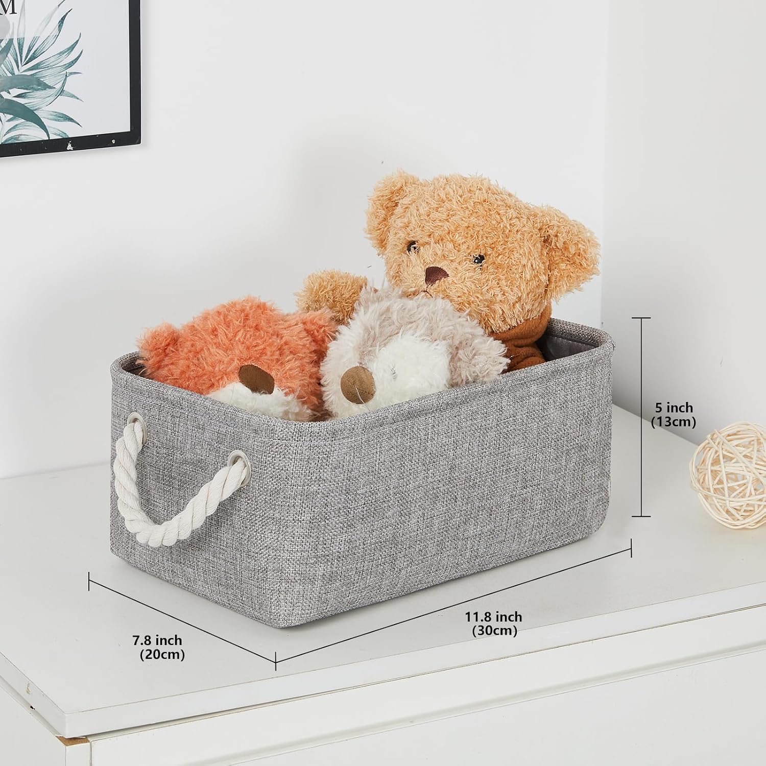 Handles Collapsible Canvas Organizer / Grey / 11.8 x 7.8 x 5 / Set of 6