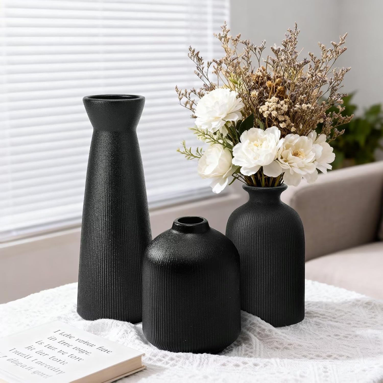 Ceramic Flower Vases / Black / Set of 3