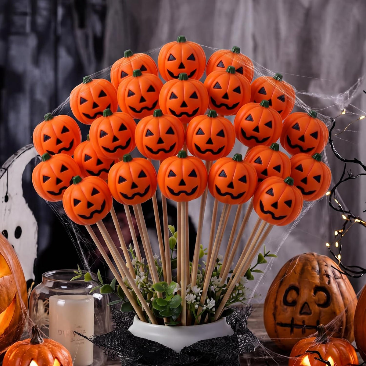 Soulchen 24 Pcs Halloween Spooky Pumpkin Centerpieces Set