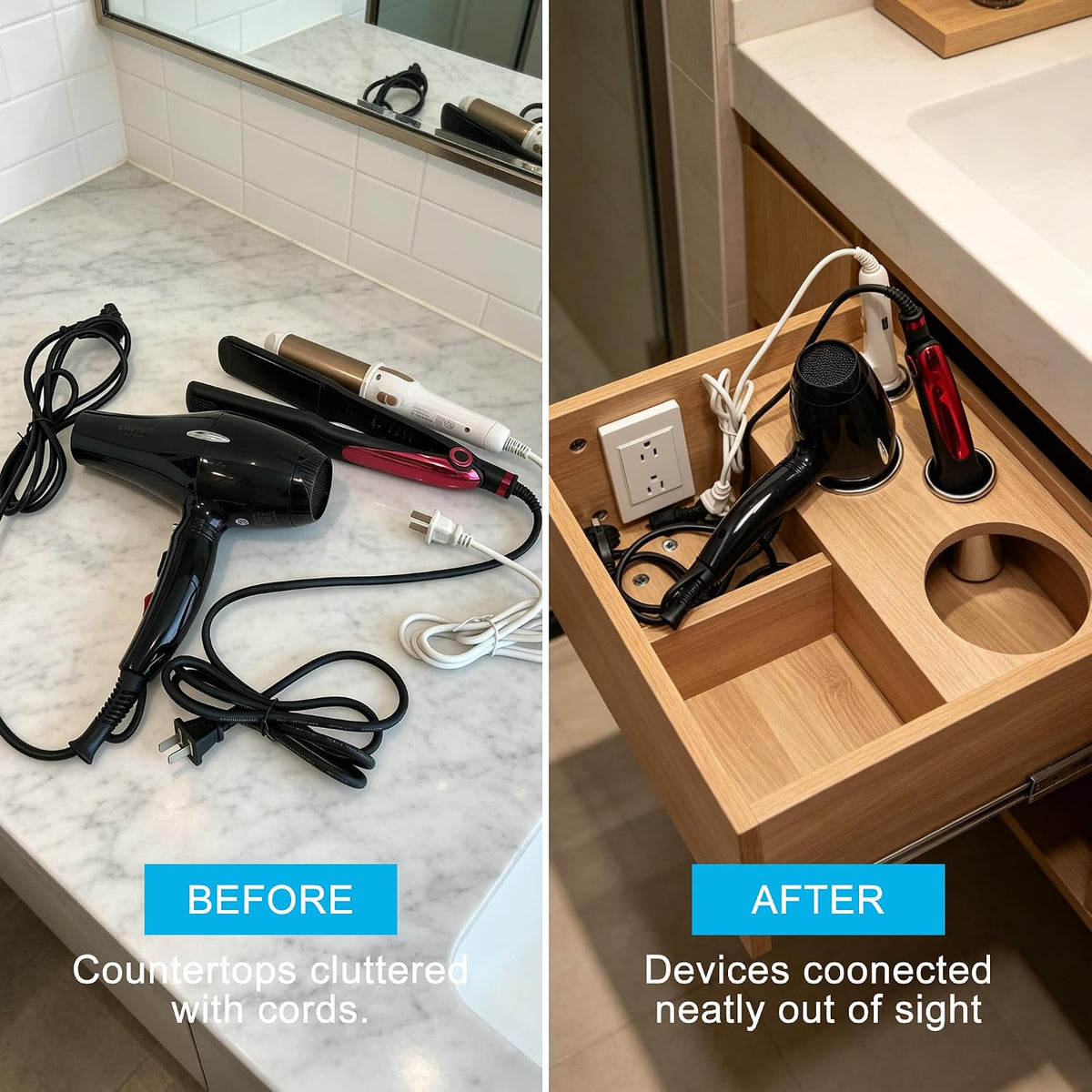 3-Inch 1Pcs and 2-Inch1Pcs Hot Tool Holder Canister Package, Blow Dryer & Curling Iron Holder Tube, Closed Bottom
