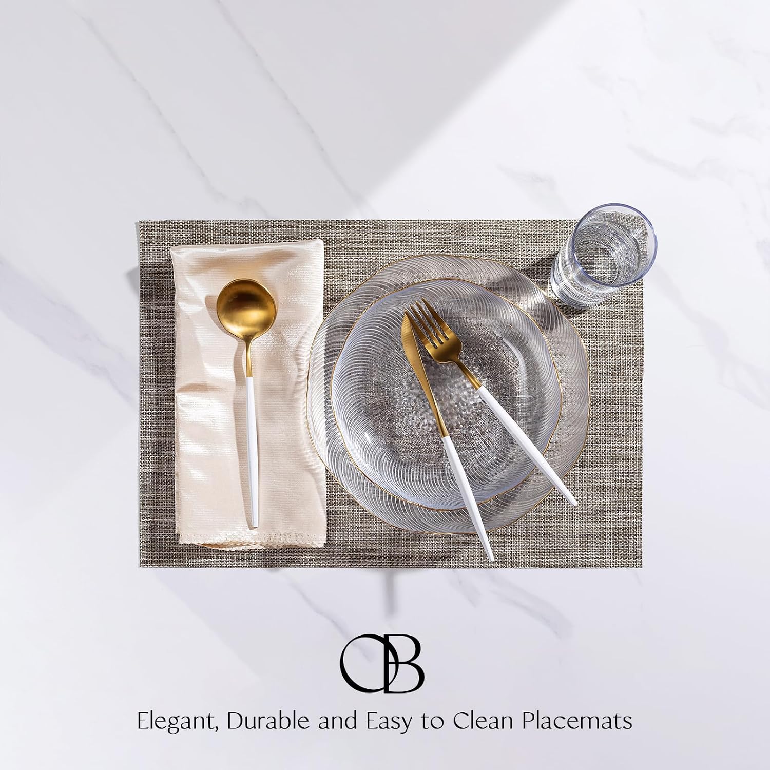 Placemats Set of 12 - Easy Clean Woven Vinyl Placemats for Dining Table, Indoor/Outdoor Place Mats, Washable PVC Table