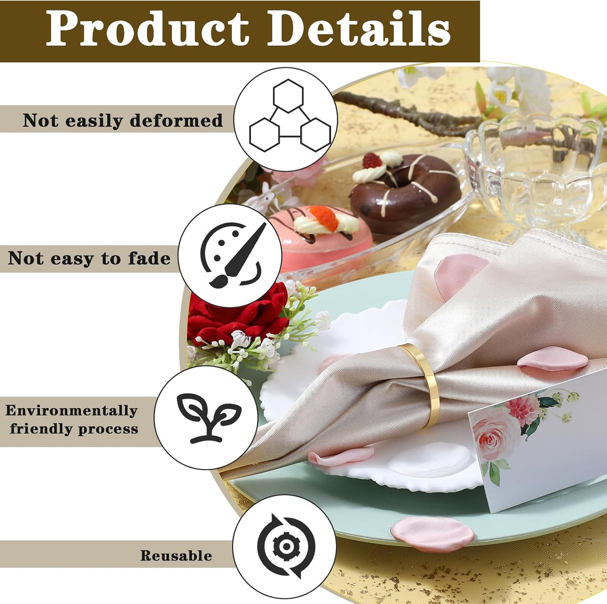 150Pcs Gold Napkin Rings Bulk, Elegant Thanksgiving & Fall Napkin Rings, Servilleteros para Mesas for Weddings