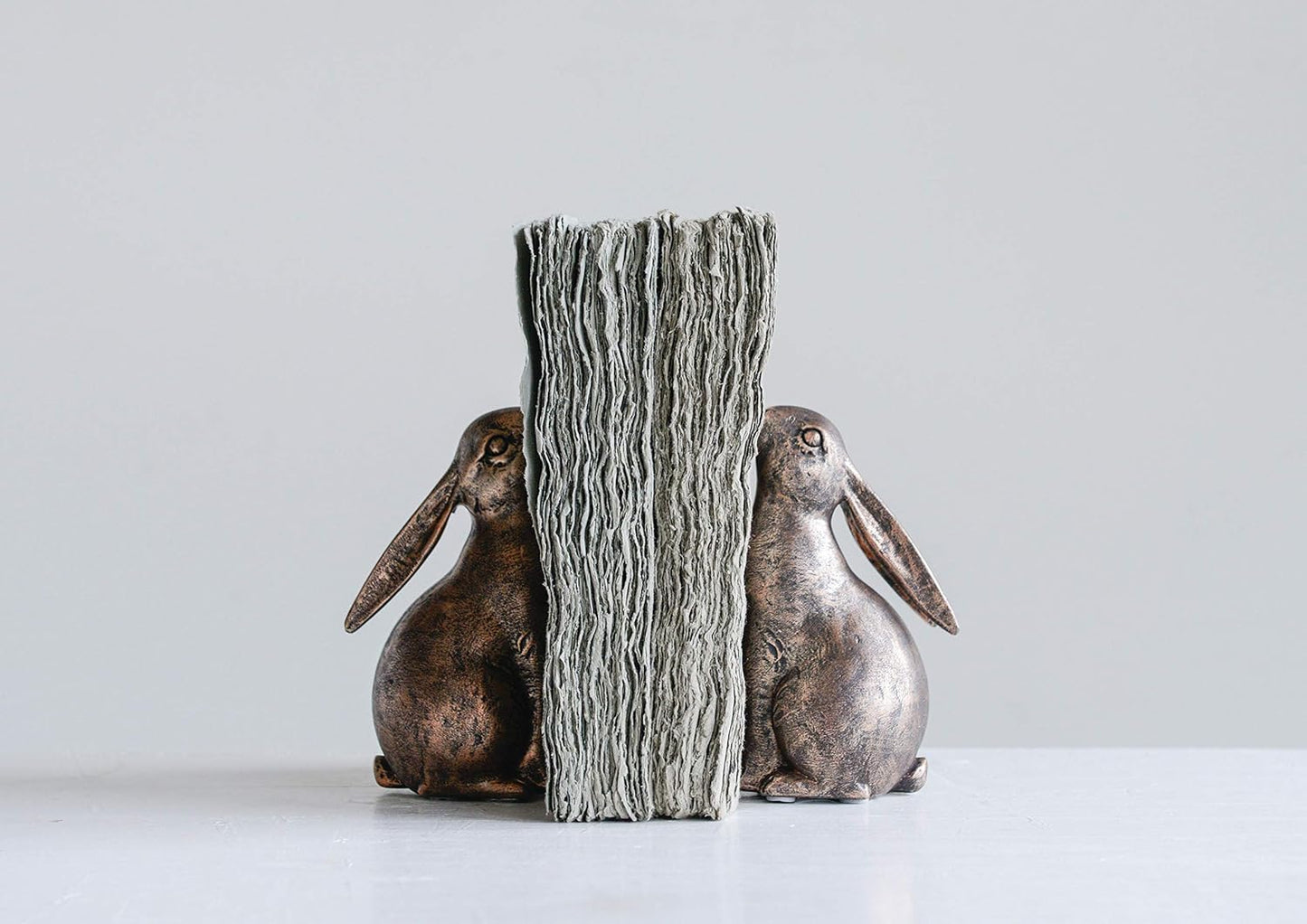Decorative Resin Rabbit Bookends / Bronze Color