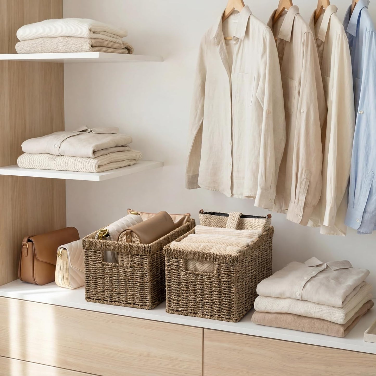 Medium Seagrass Storage Baskets / Natural / 2 x 13