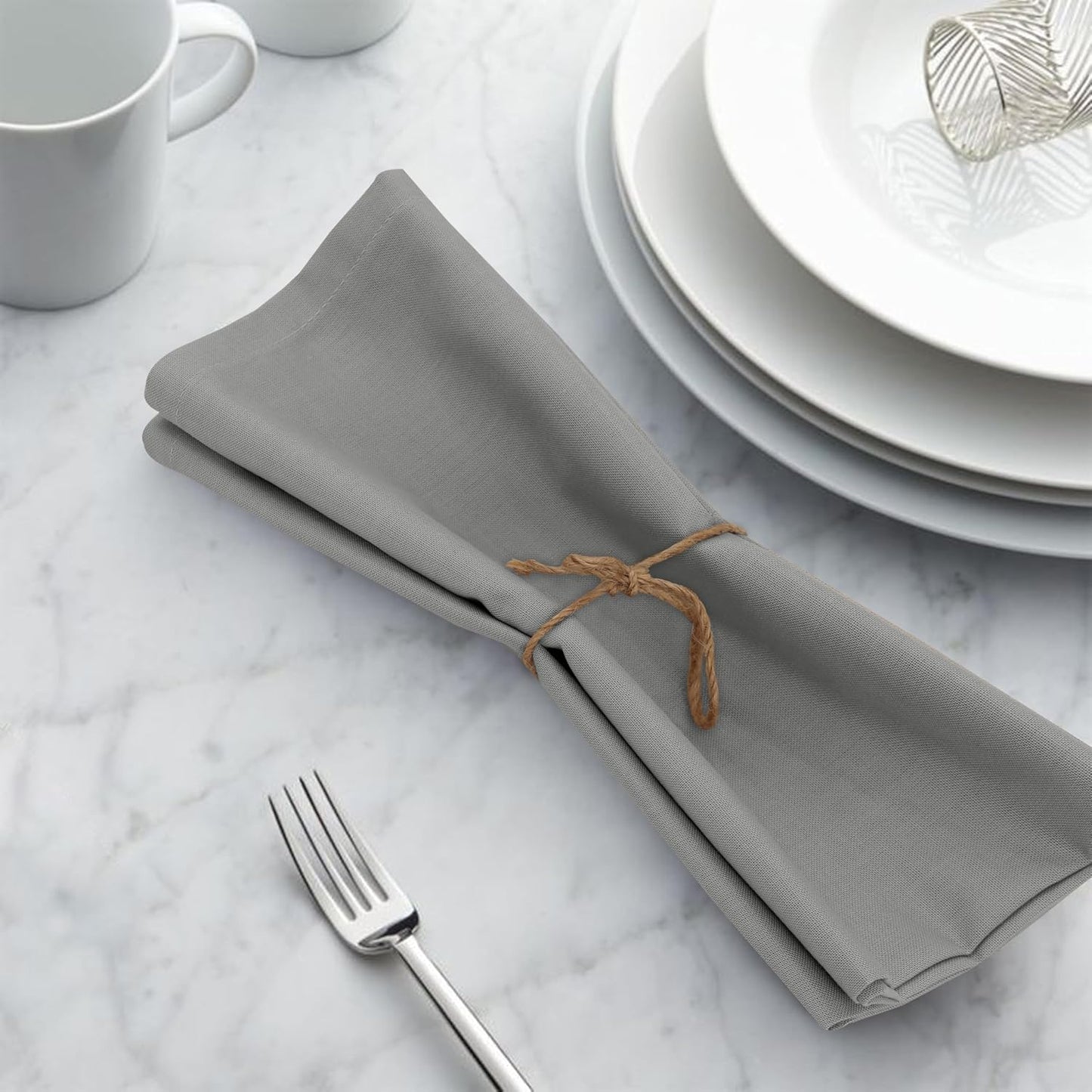 Ruvanti Cloth Napkins Set of 12, 100% Cotton 18”x18” - Wild Dove | Washable, Soft, Durable & Absorbent Everyday