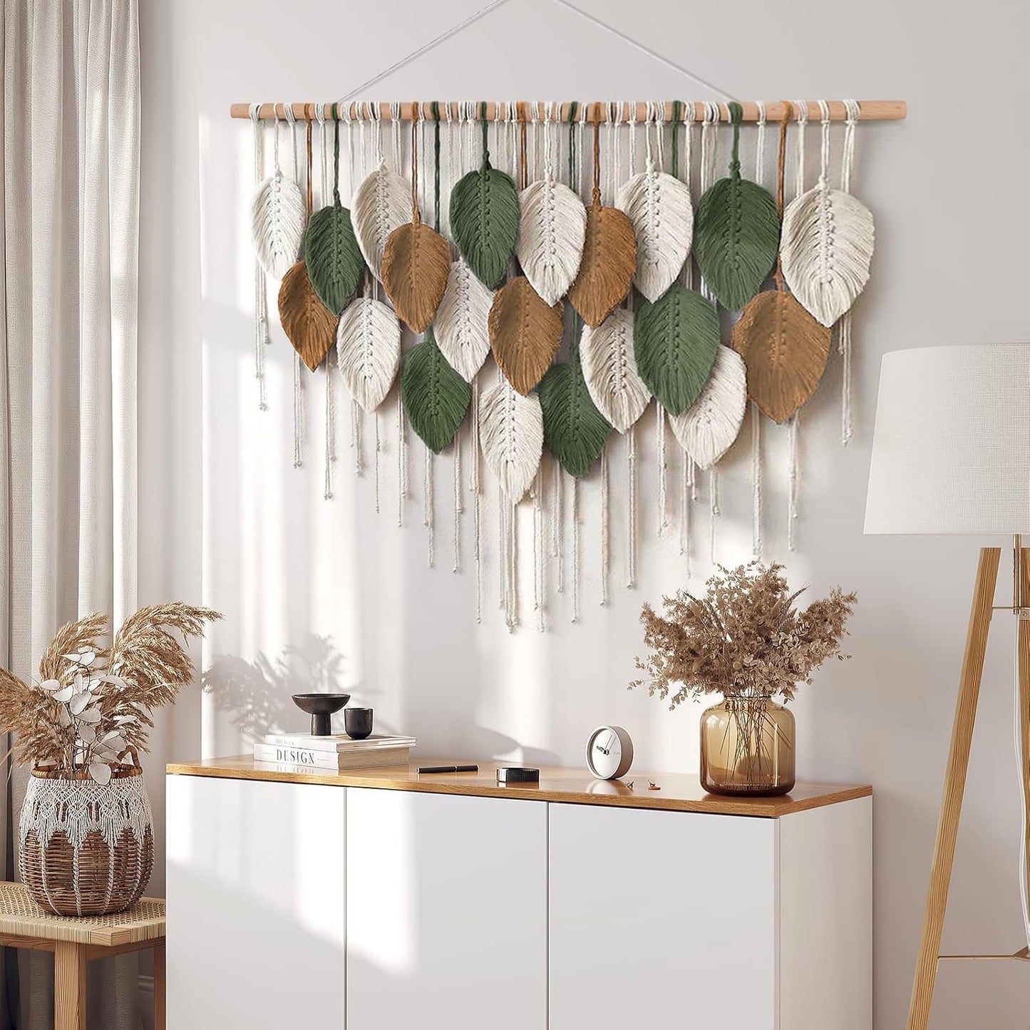 Large Macrame Wall Hanging Boho Woven Tapestry / 39"W x 29.5"L
