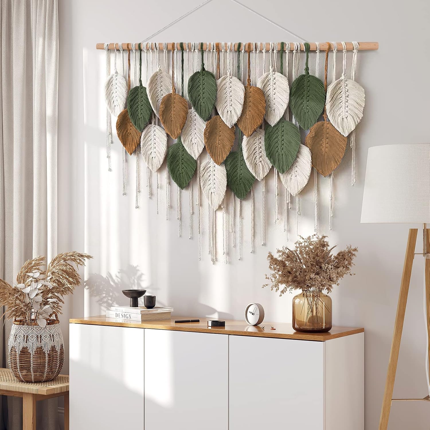 Large Macrame Wall Hanging Boho Woven Tapestry / 39"W x 29.5"L