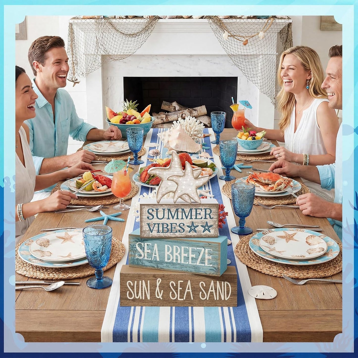 Summer Beach Decorations / Retro Starfish / Set of 4