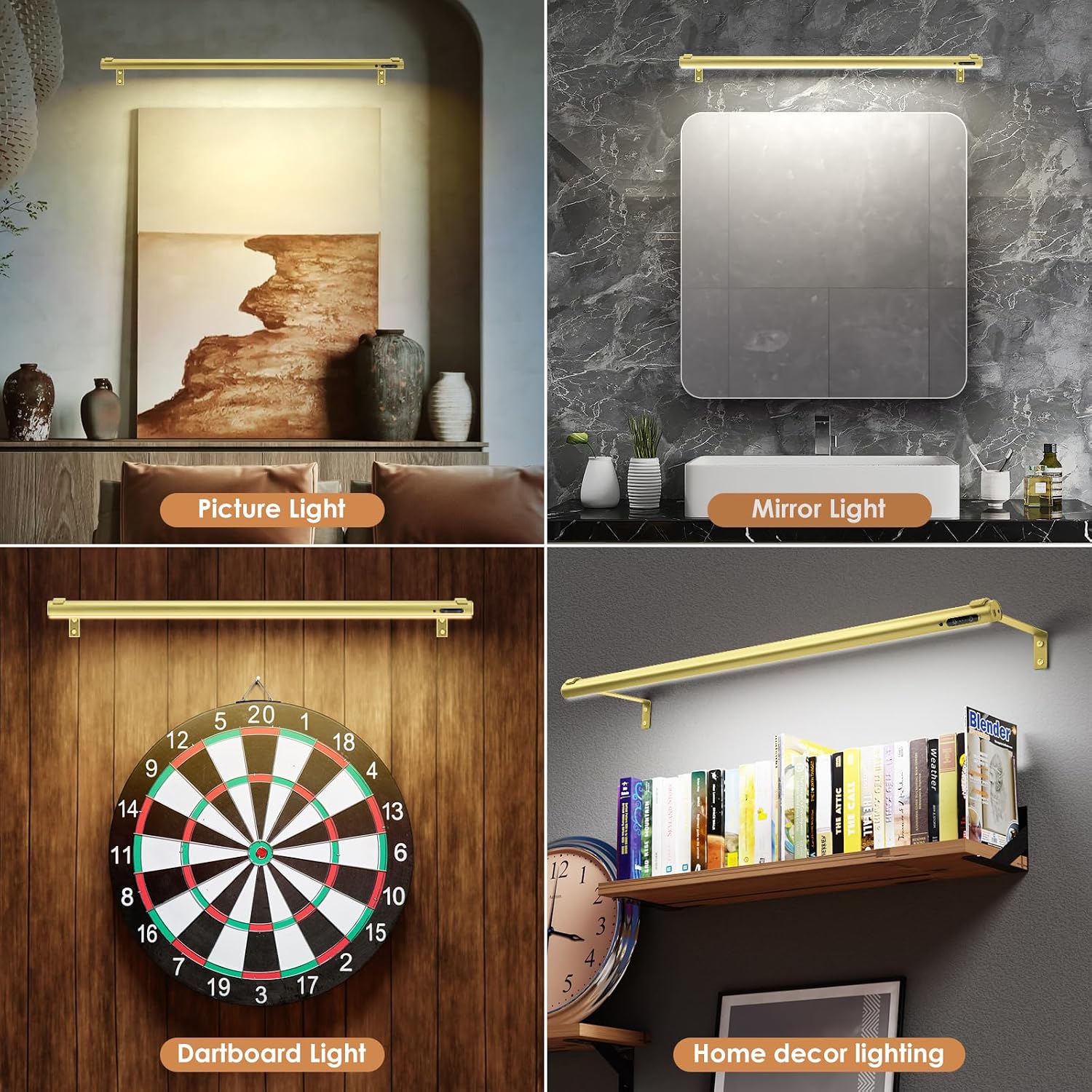 Battery Operated Wireless Picture Light，Rechargeable/Plugged in 31.5inch Painting Display Light,Remote Control Wall
