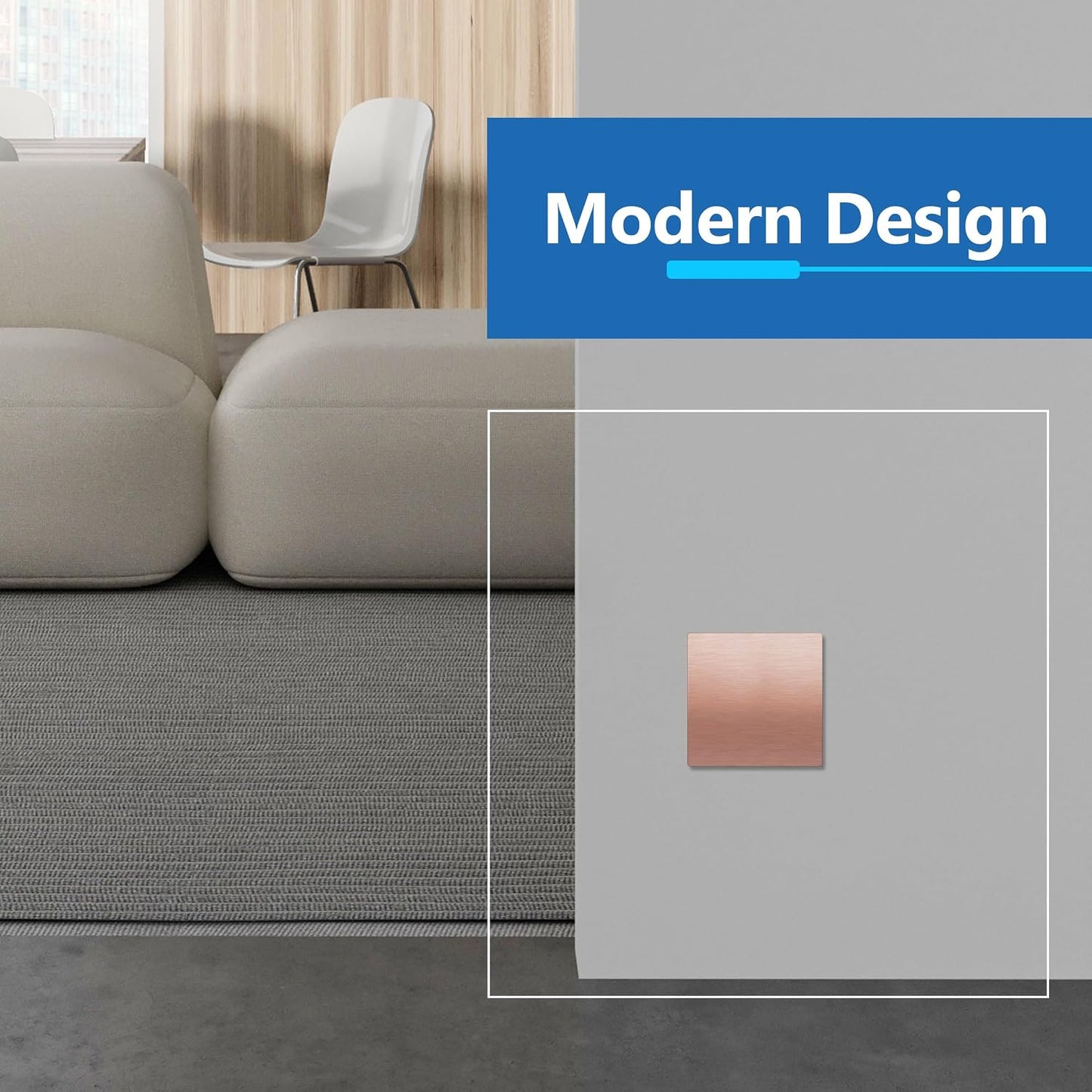 LIDER Double Blank Screwless Metal-Surface Wall Plate, Stainless Steel | Mid-Size 2-Gang 4.88” X 4.92”, Temperature And