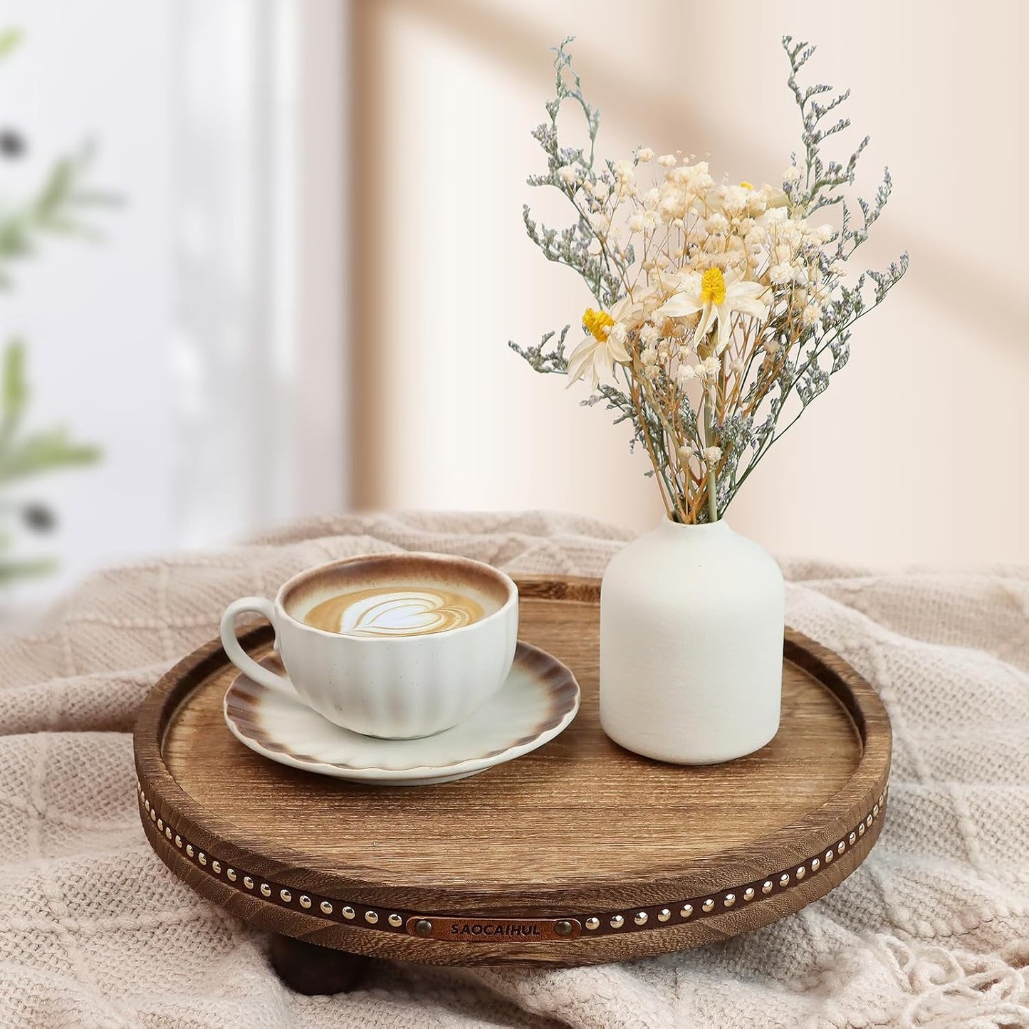 Decor Decorative Round Tray / Rustic / 11.81 Inch