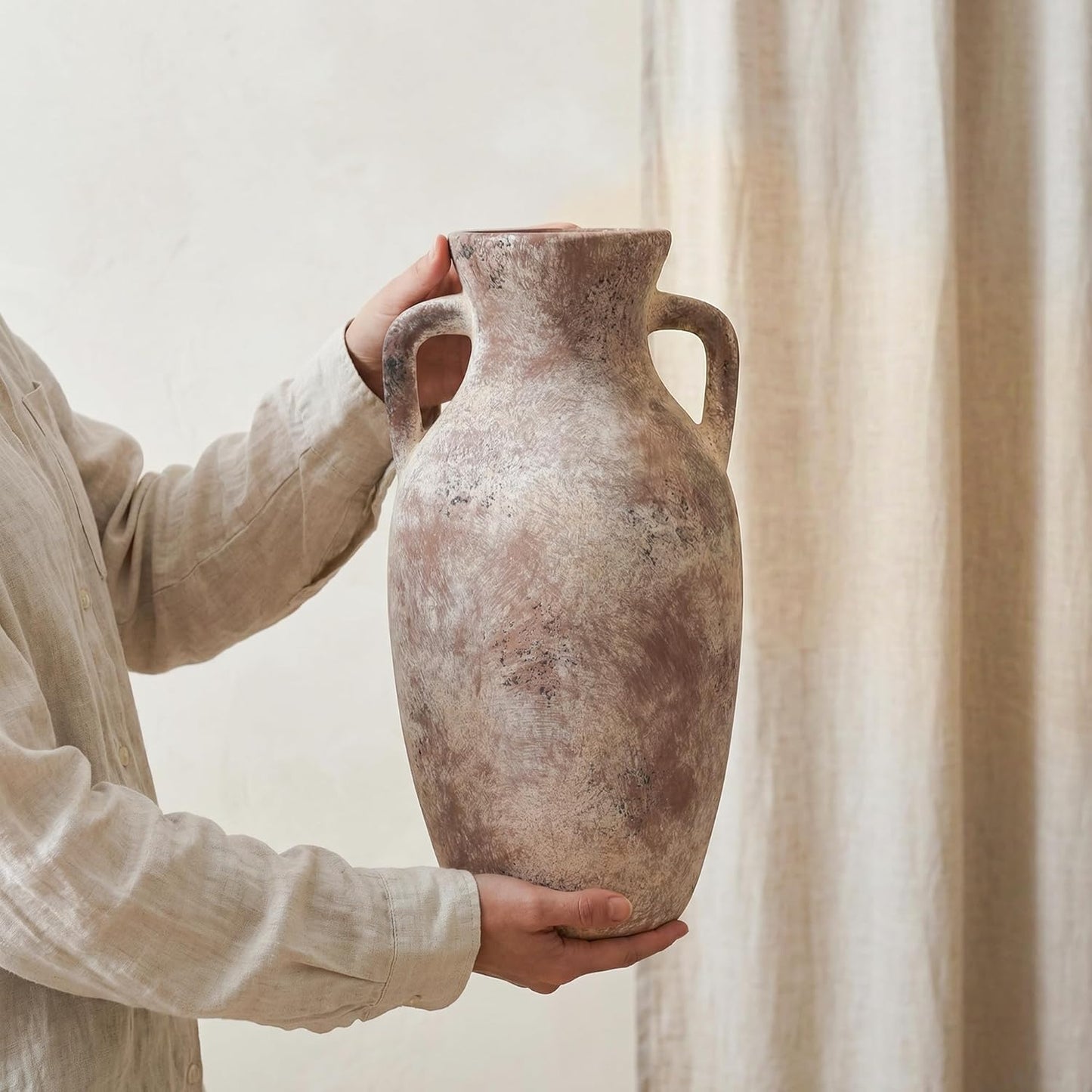 Ceramic Flower Vase / 12"h-terracotta